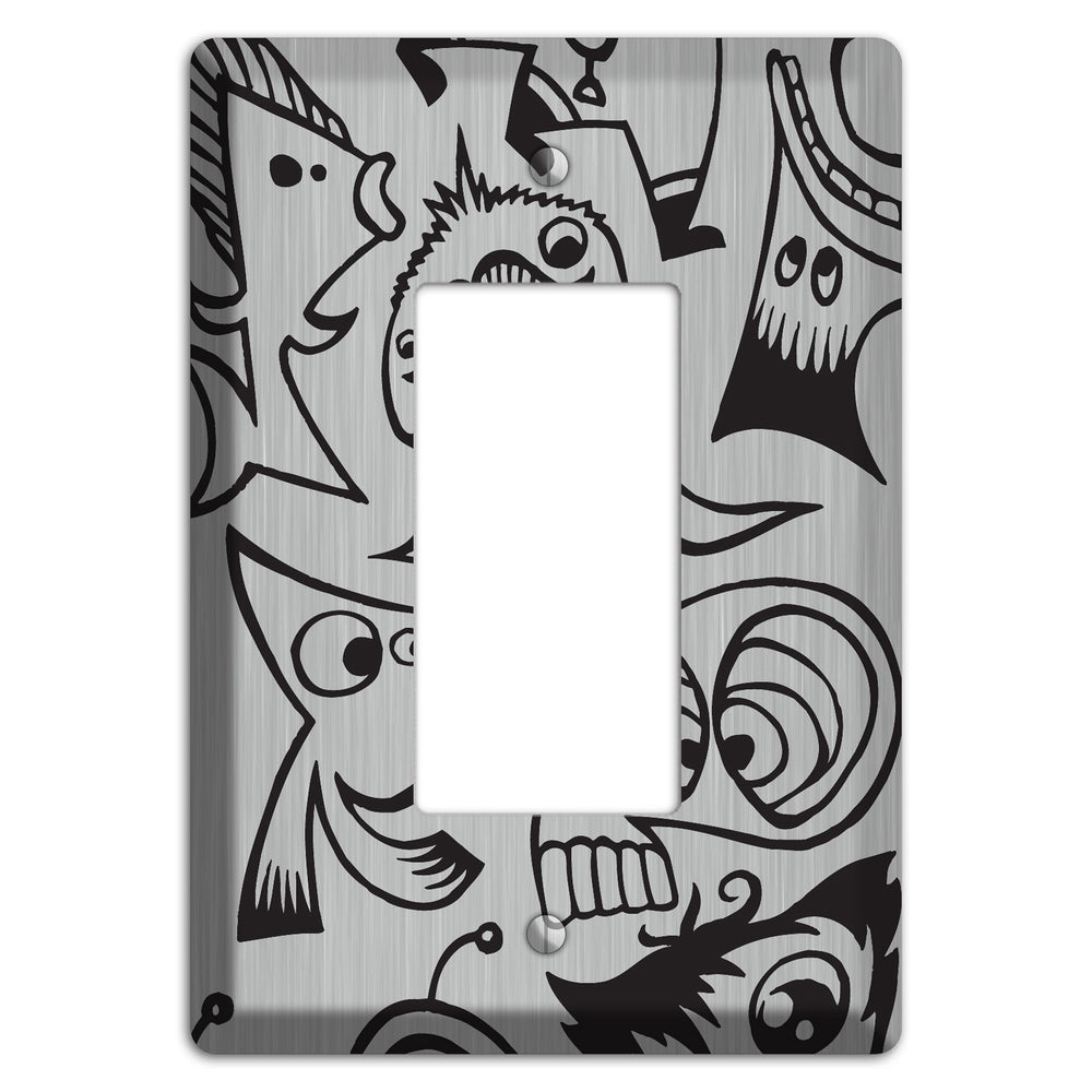 Whimsical Faces 2 Stainless Steel Rocker Wallplate