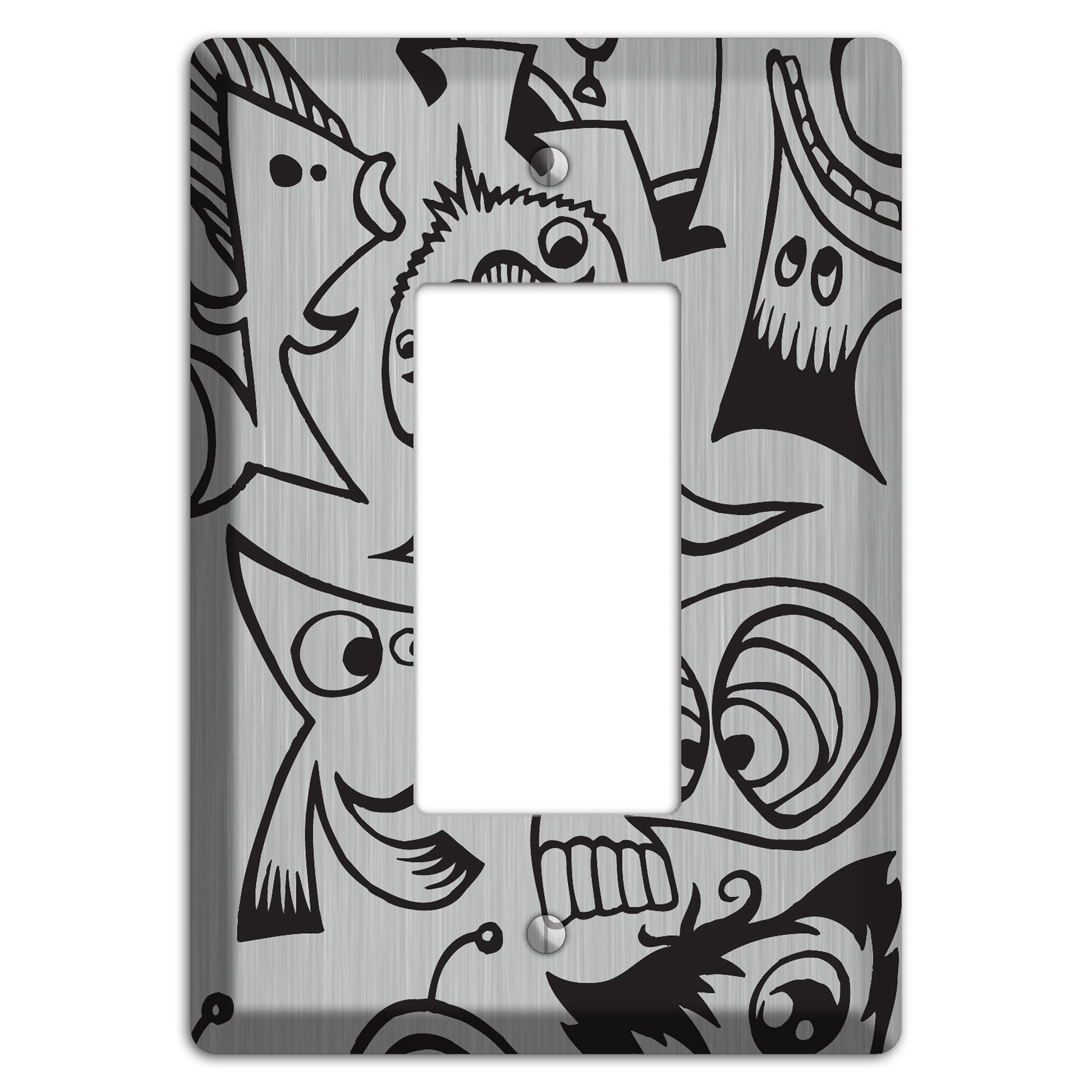 Whimsical Faces 2  Stainless Rocker Wallplate
