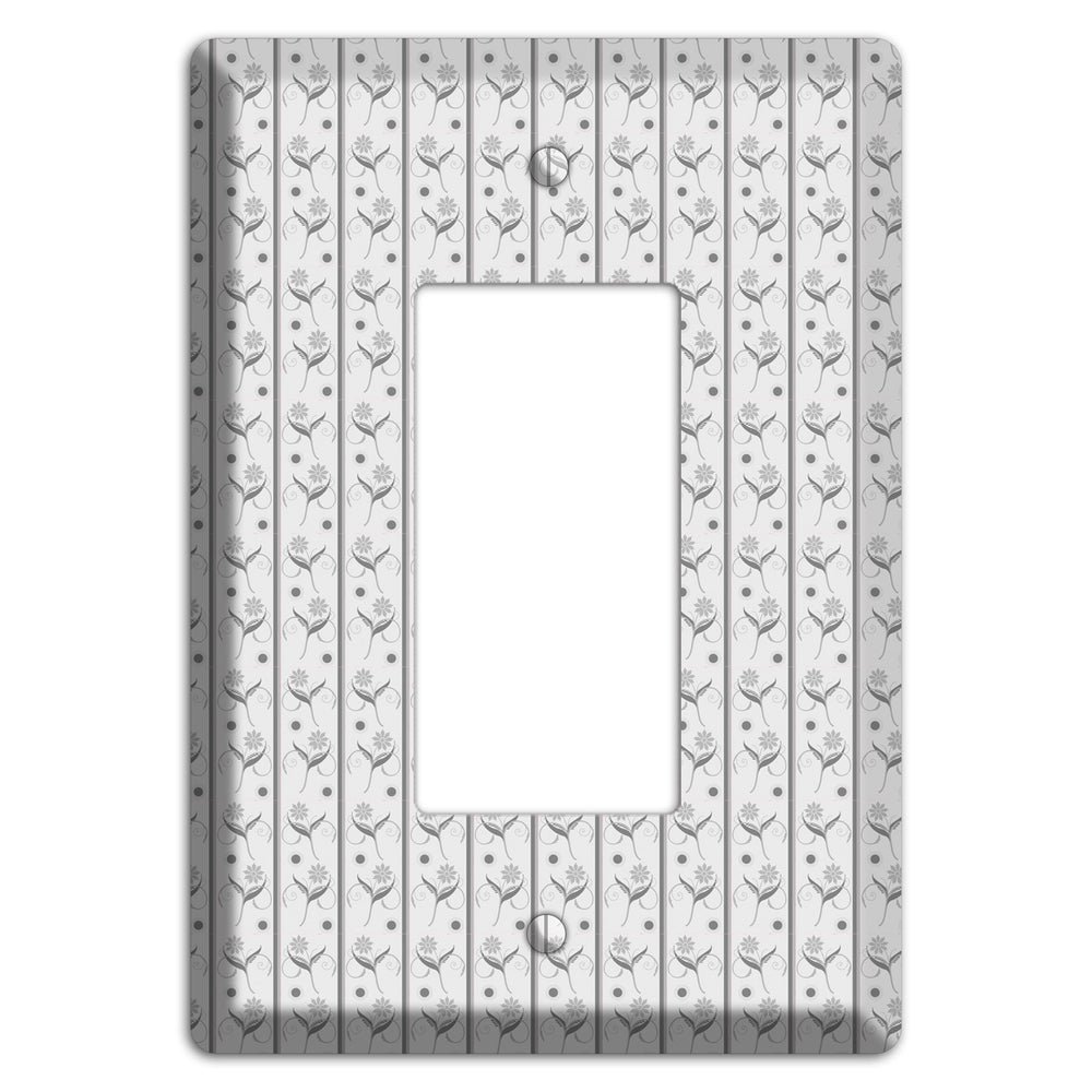 Grey Small Floral Pattern Rocker Wallplate