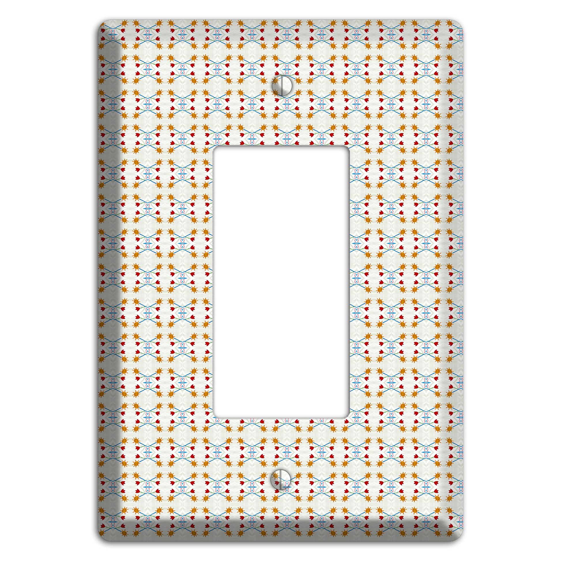 Off White Red Blue Retro Arabesque Rocker Wallplate