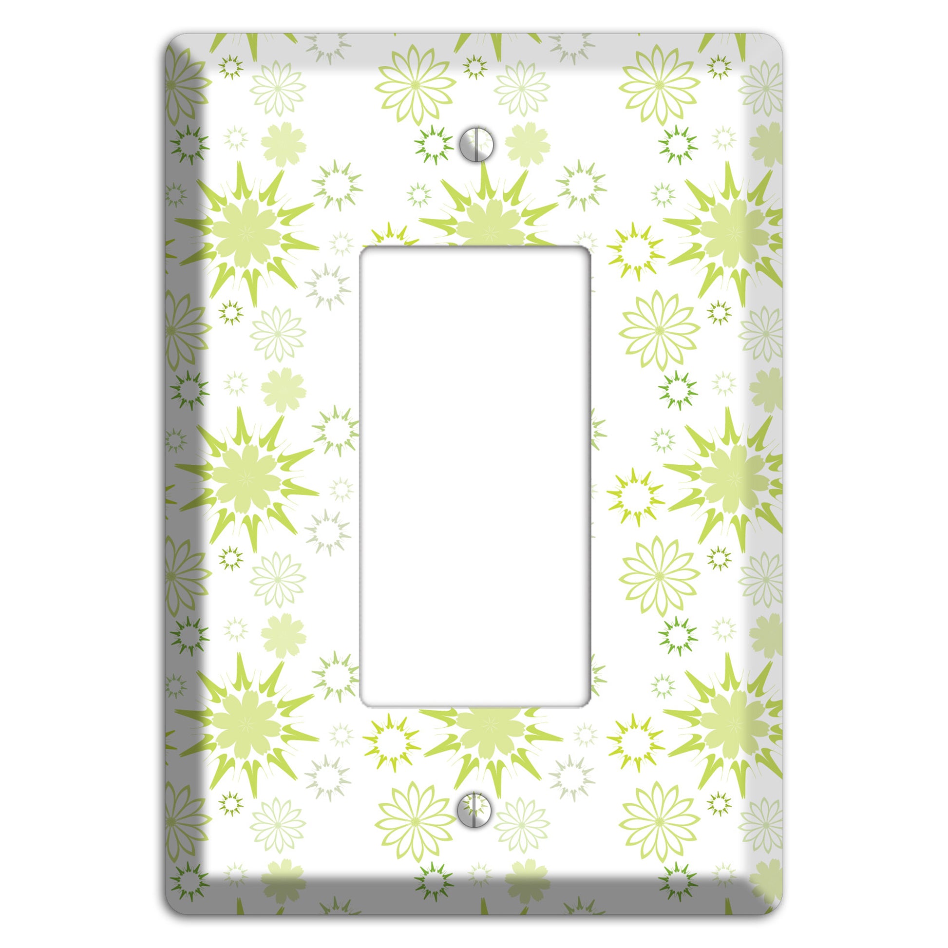 White with Multi Lime Floral Contour Retro Burst Rocker Wallplate