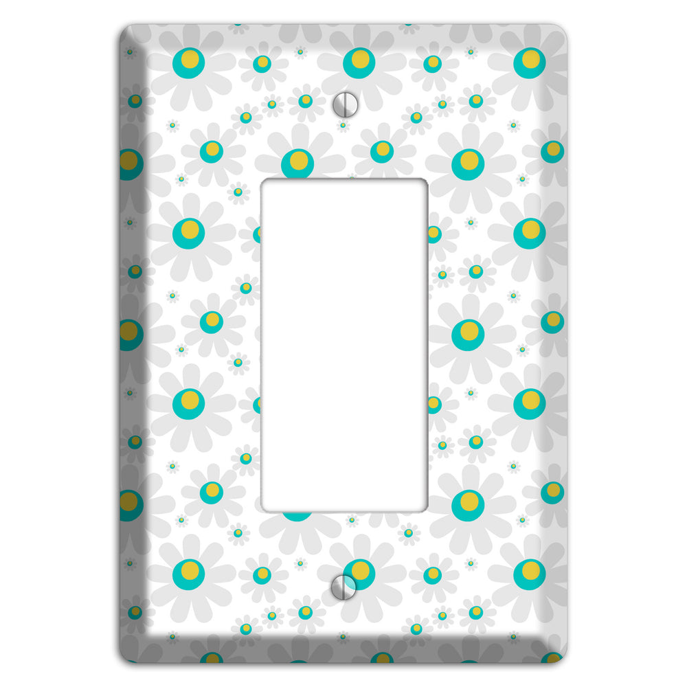 White and Green Flower Power Rocker Wallplate