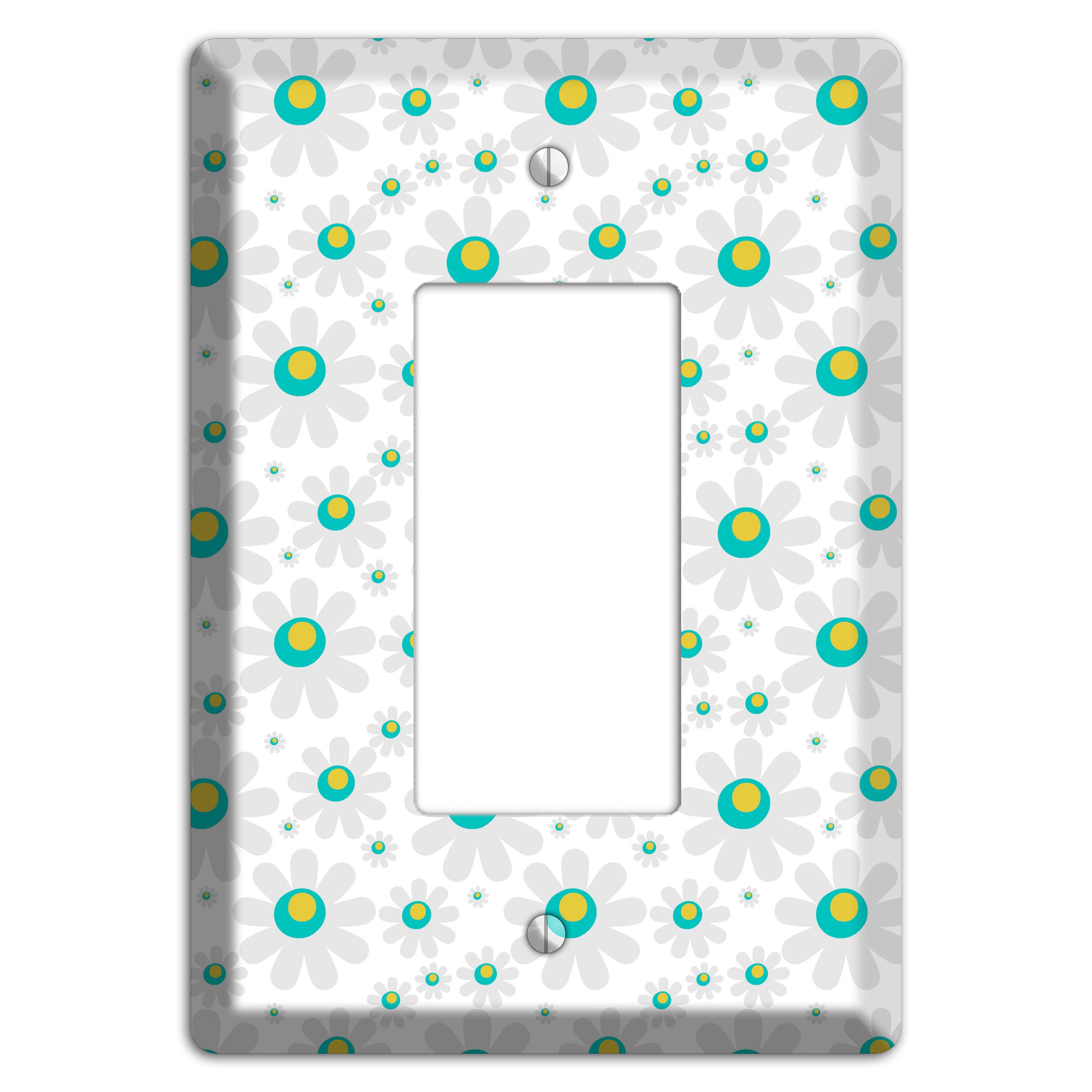 White and Green Flower Power Rocker Wallplate