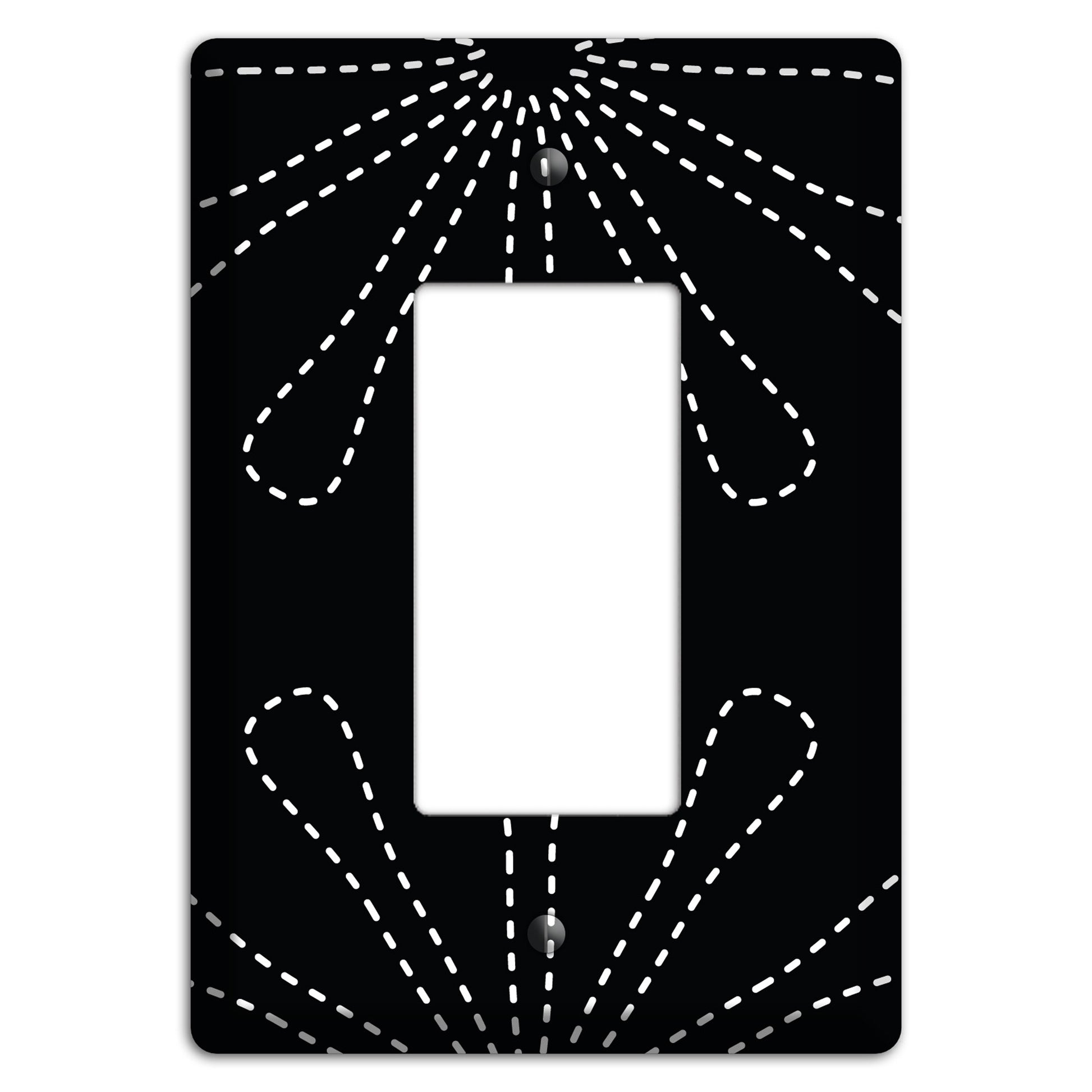 Black with White Retro Stipple Floral Contour Rocker Wallplate