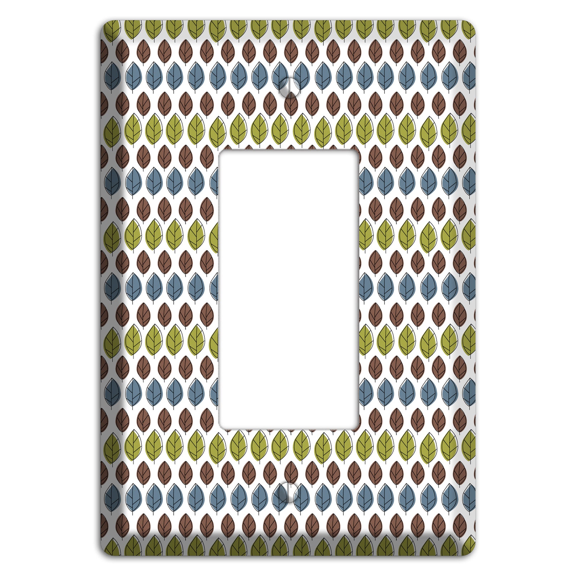 Sage Brown Dusty Blue Leaf Contour Rocker Wallplate