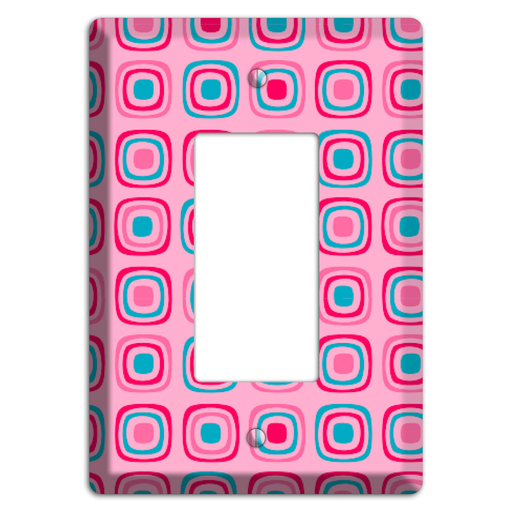 Pink and Blue Rounded Squares Rocker Wallplate