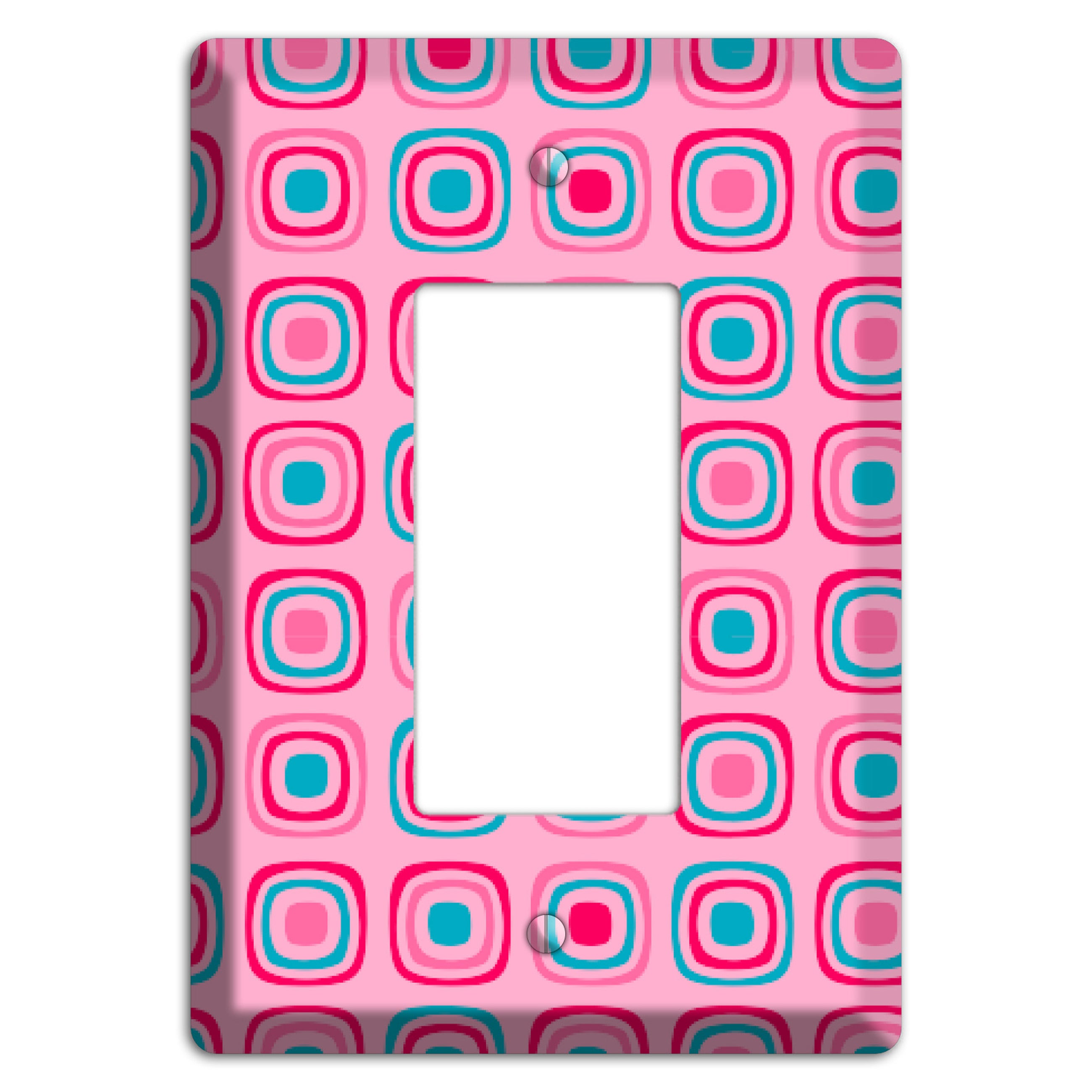 Pink and Blue Rounded Squares Rocker Wallplate