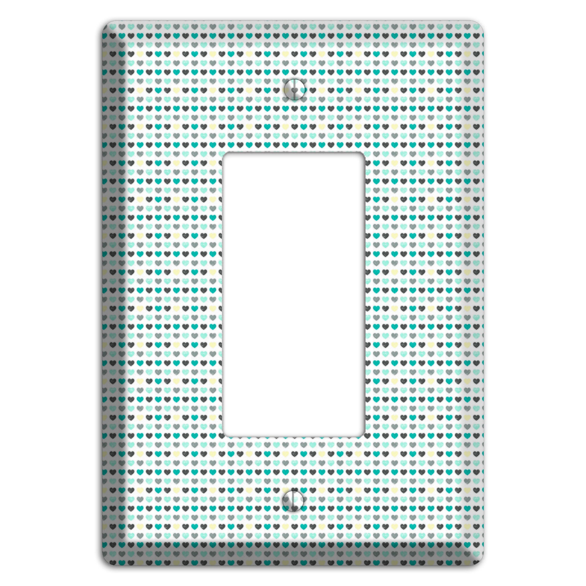 Multi Teal Grey Yellow Optical Hearts Rocker Wallplate