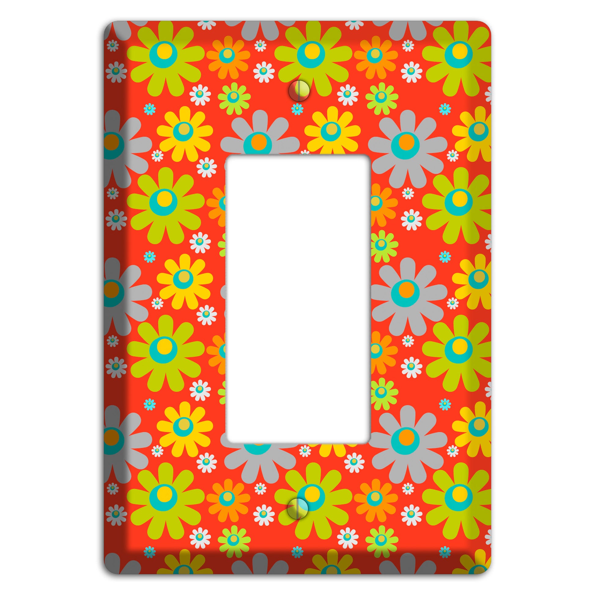 Orange and Yellow Flower Power Rocker Wallplate