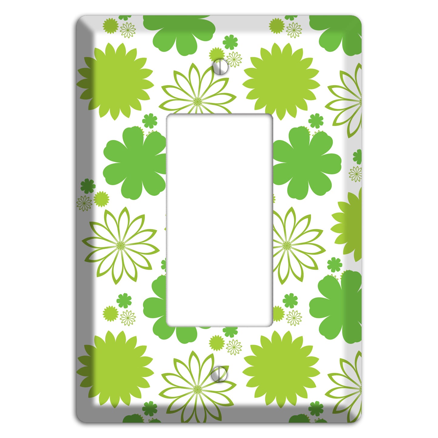White with Multi Green Floral Contour Rocker Wallplate