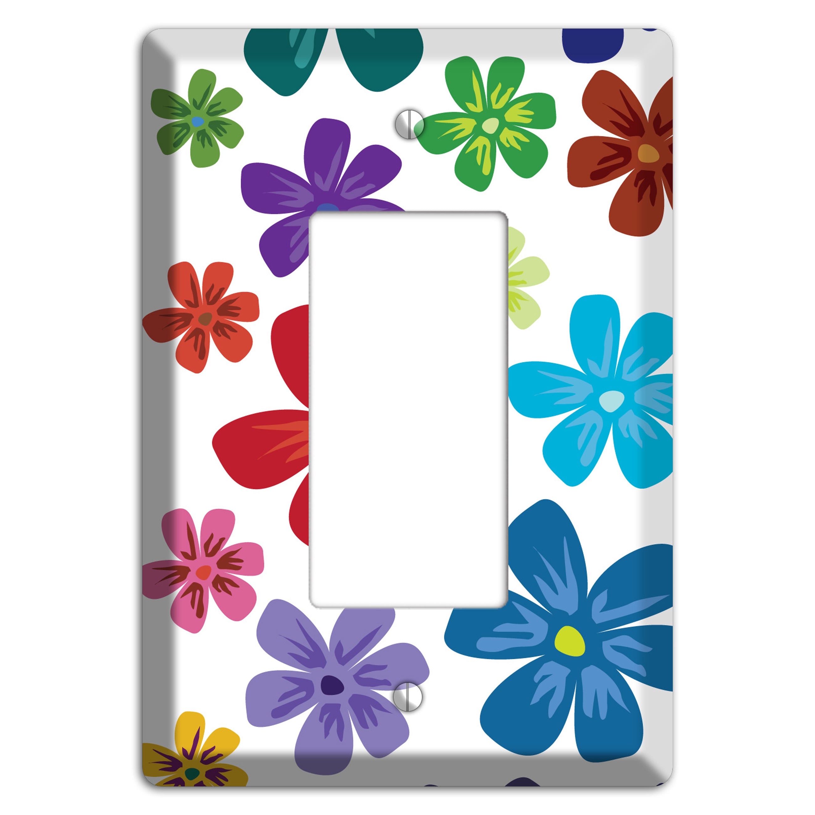 White Flowers Rocker Wallplate