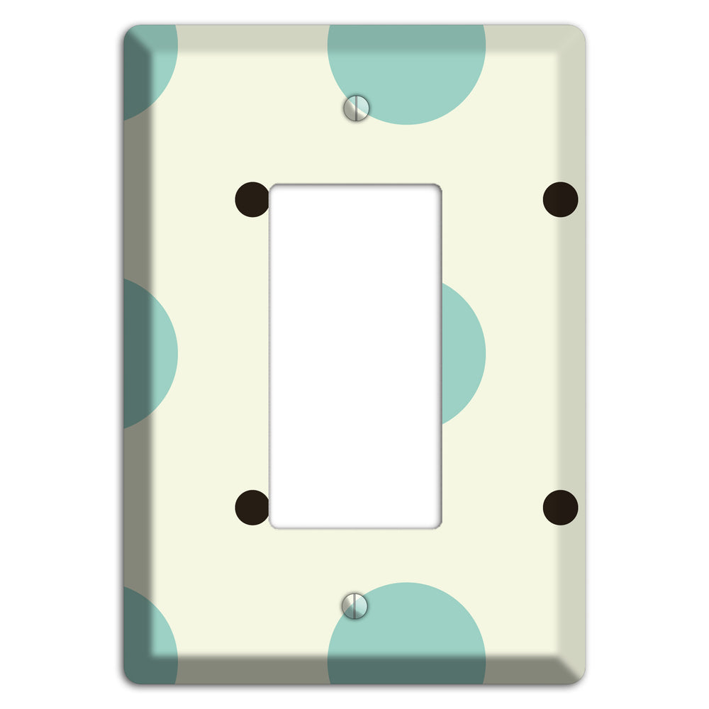 Soft Green with Aqua and Black Multi Tiled Medium Dots Rocker Wallplate