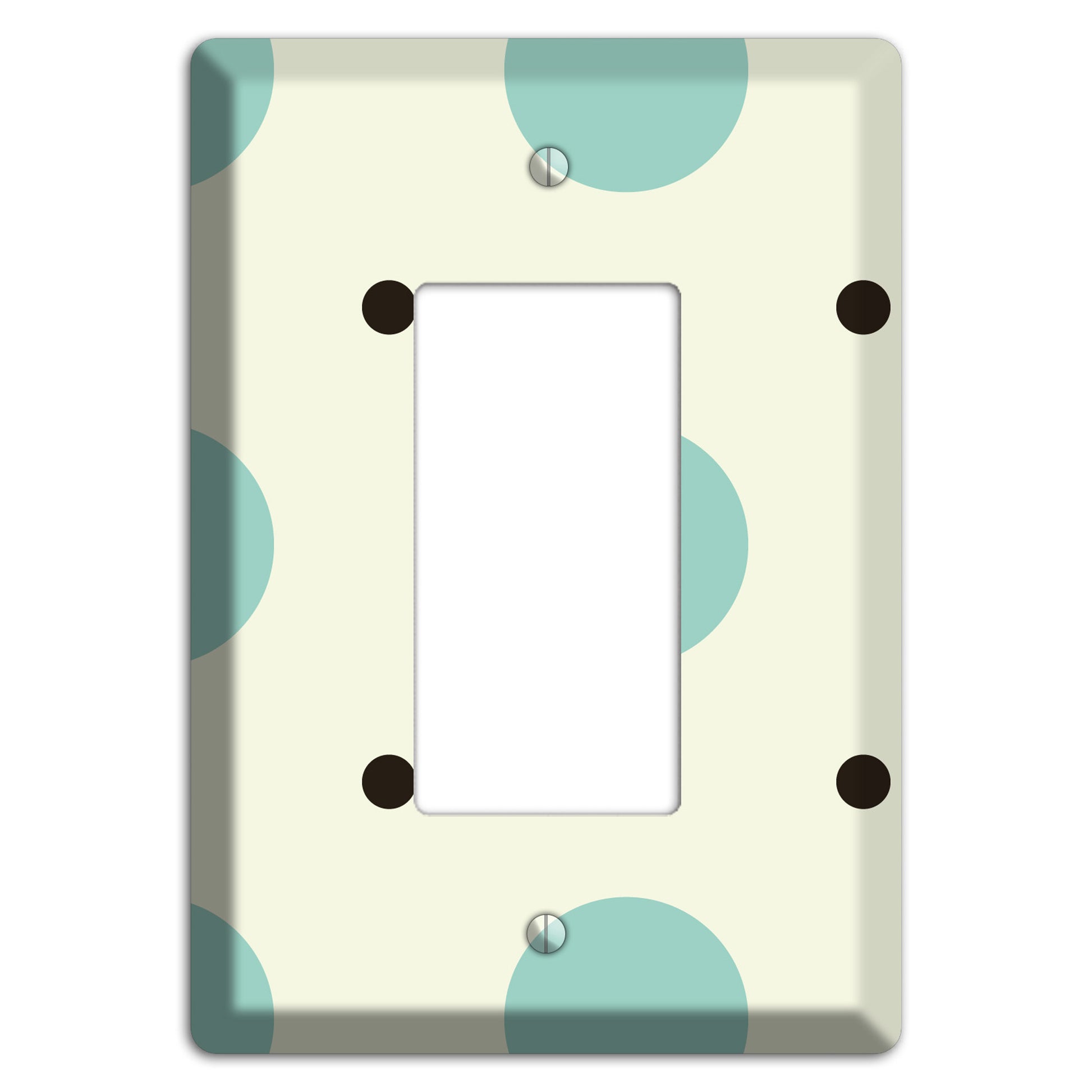 Soft Green with Aqua and Black Multi Tiled Medium Dots Rocker Wallplate