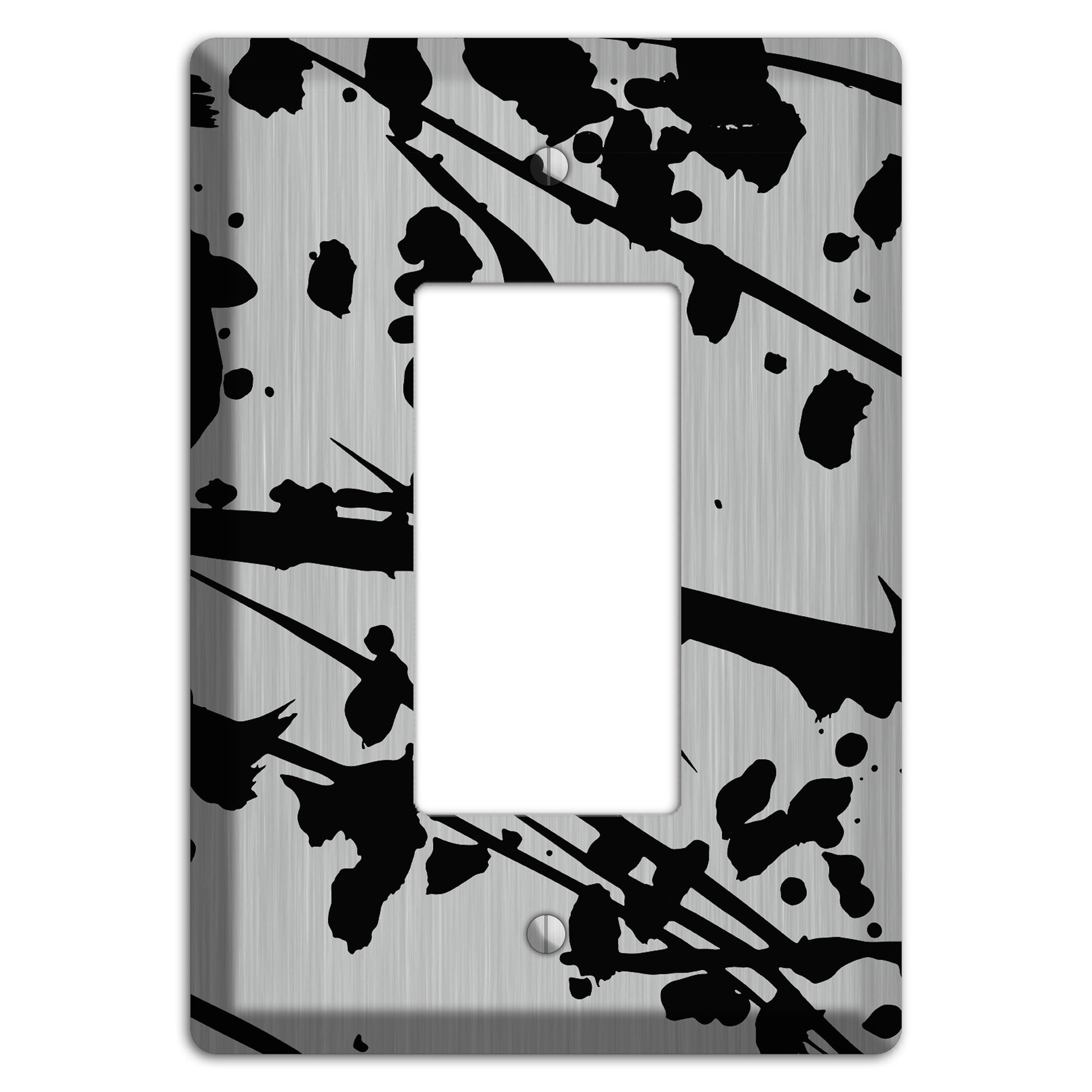 Ink Splash 6 Stainless Rocker Wallplate