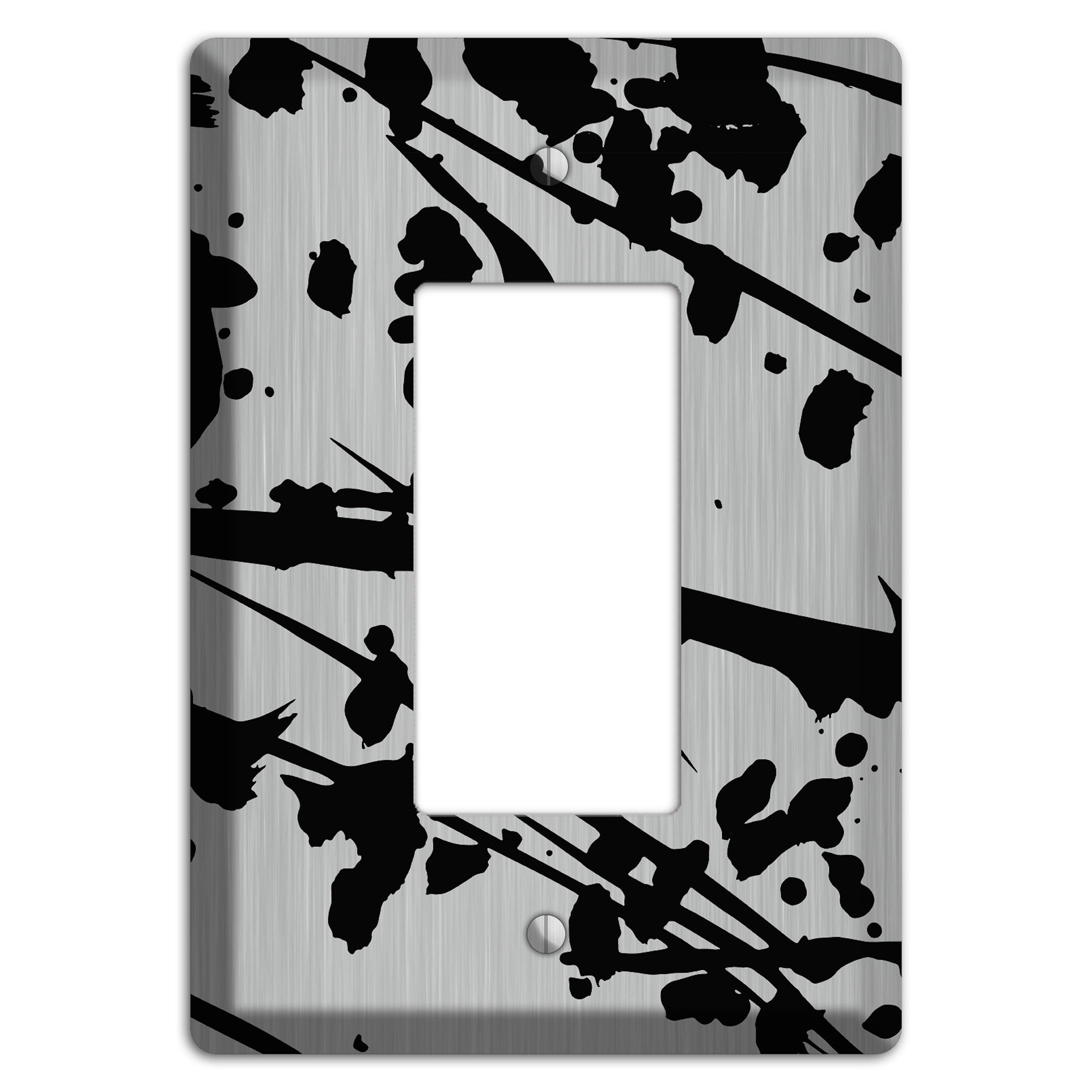 Ink Splash 6 Stainless Rocker Wallplate