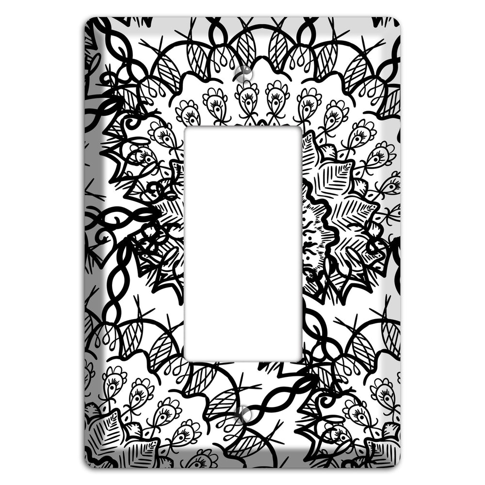 Mandala Black and White Style P Cover Plates Rocker Wallplate