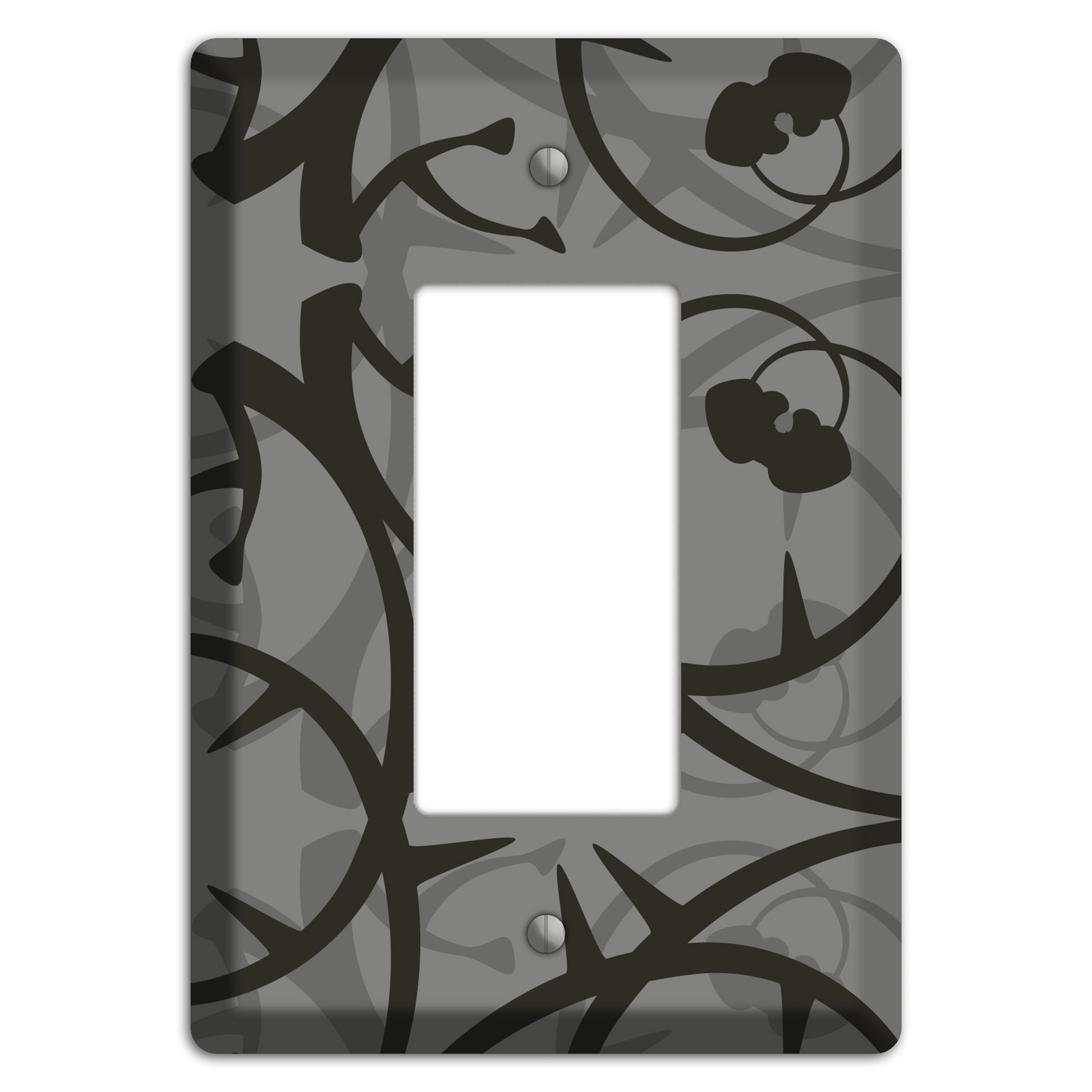 Grey with Black Retro Sprig Rocker Wallplate