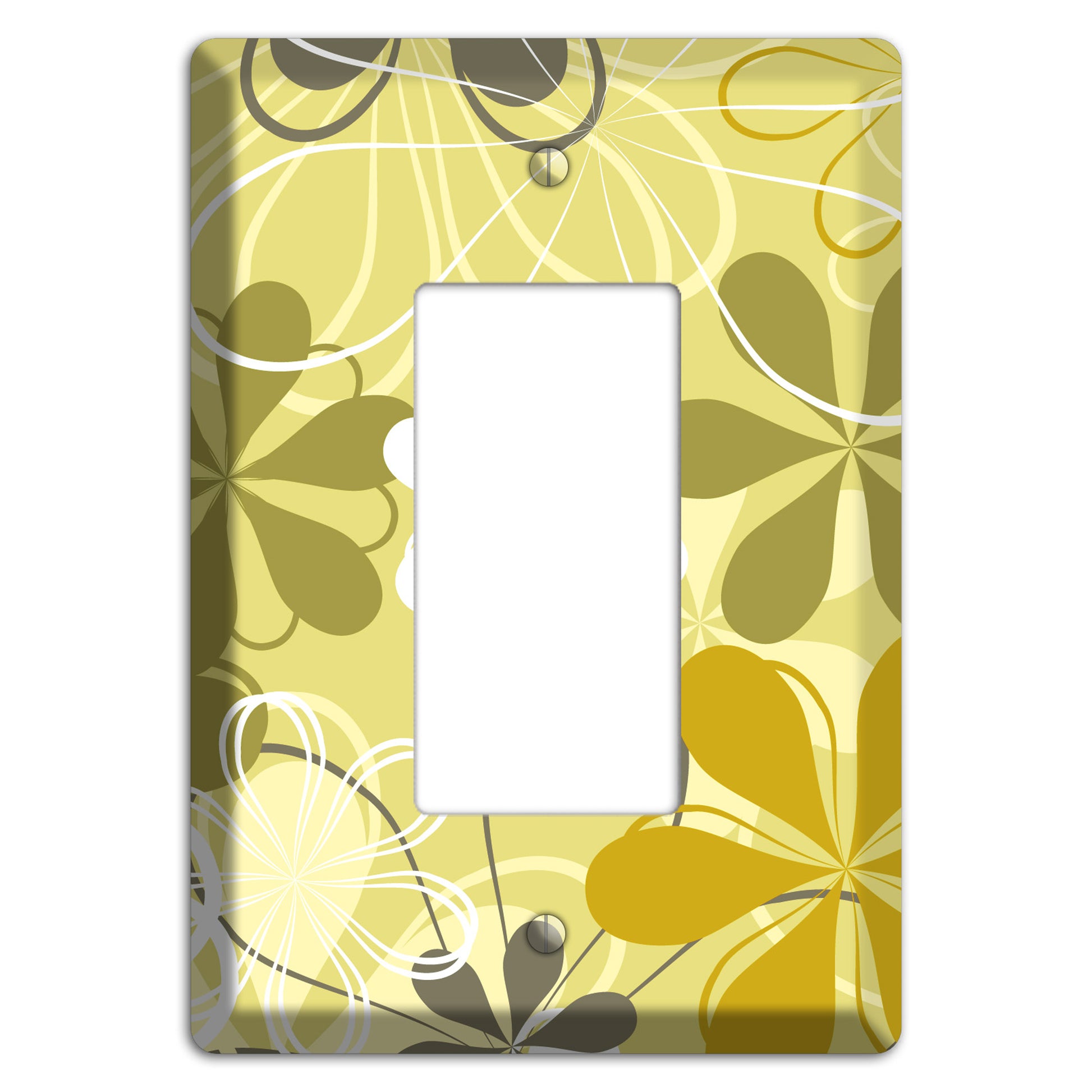 Olive Retro Flowers Rocker Wallplate