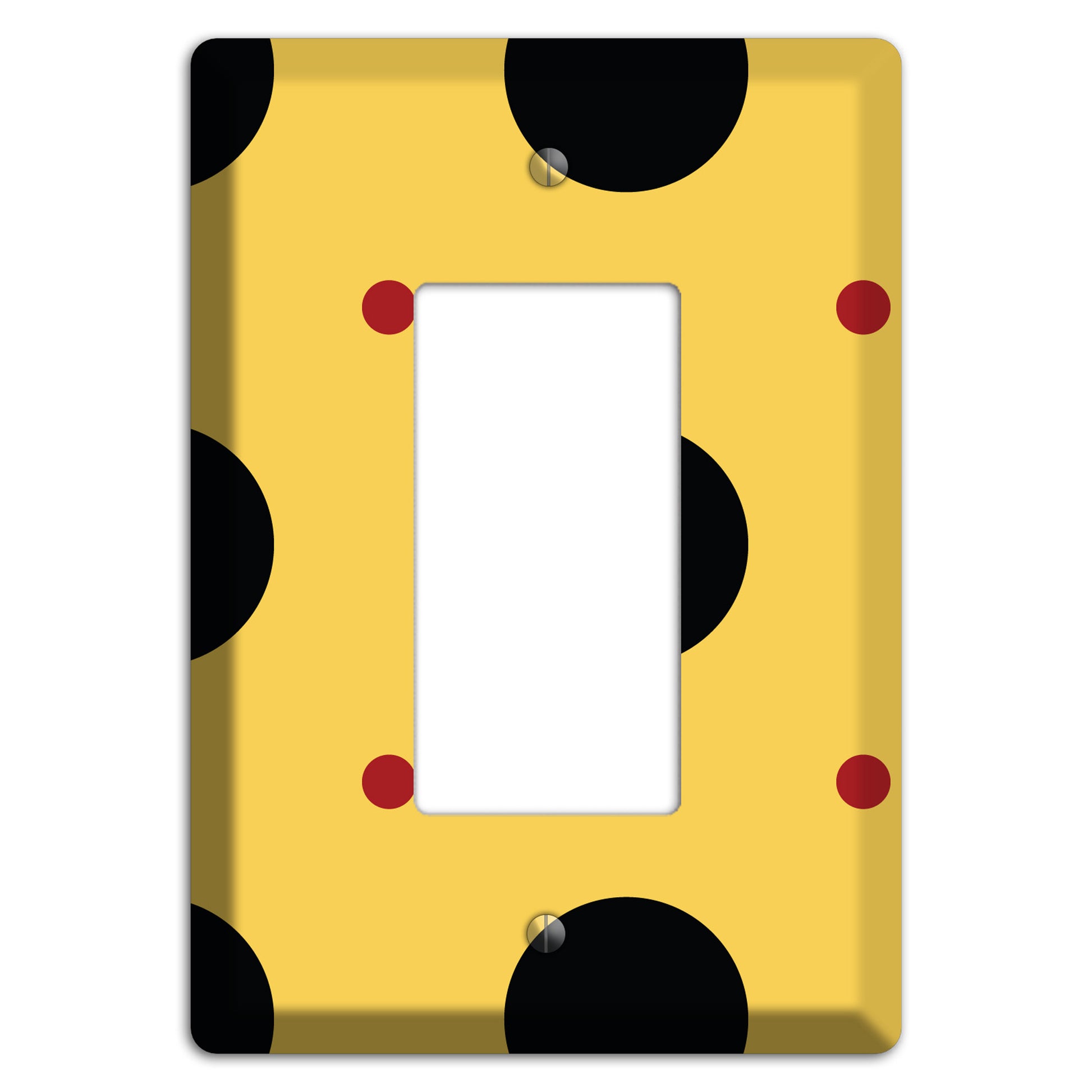 Yellow with Black and Red Multi Tiled Medium Dots Rocker Wallplate