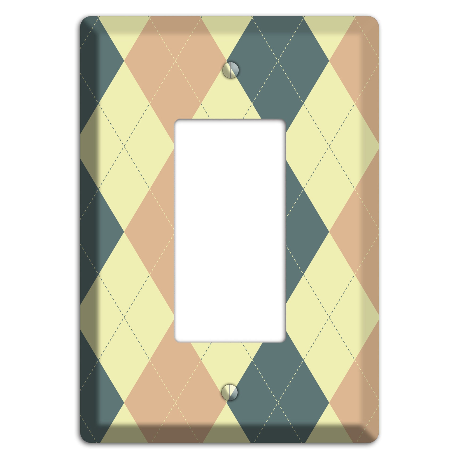 Yellow and Beige Argyle Rocker Wallplate