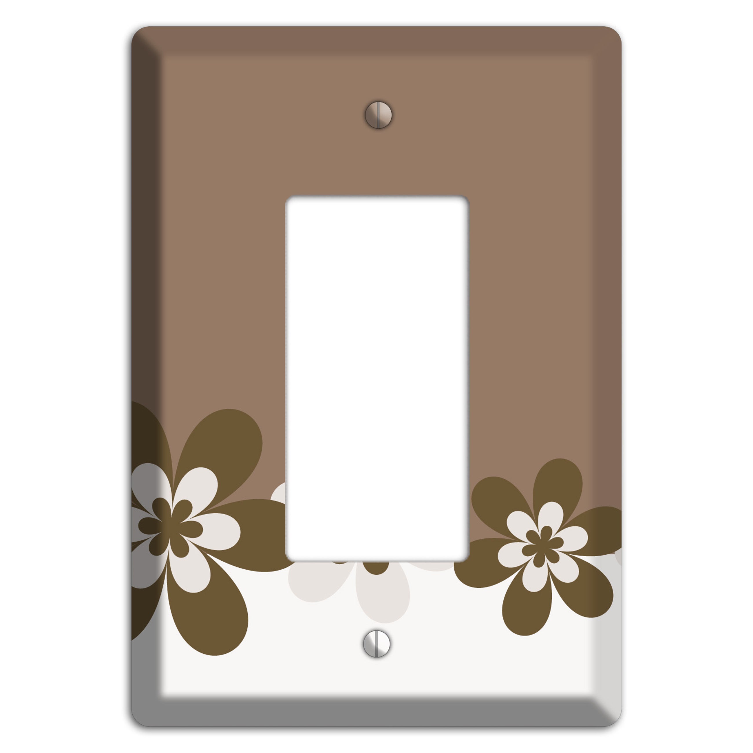 Brown Hippie Flowers Rocker Wallplate