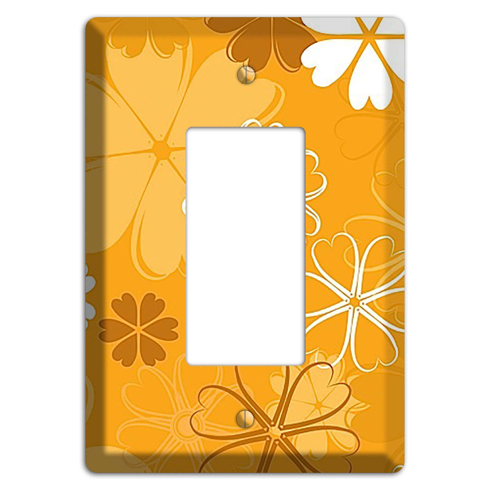 Orange Retro Flowers Rocker Wallplate
