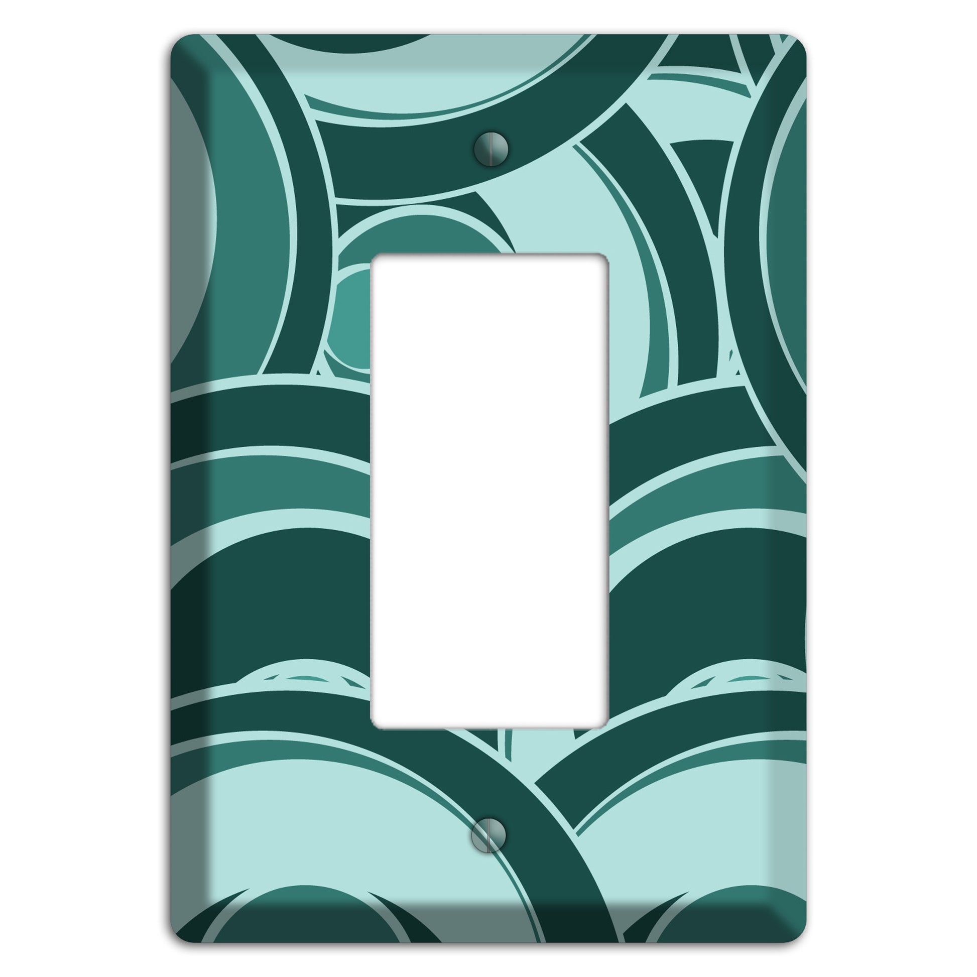 Blue-green Deco Circles Rocker Wallplate