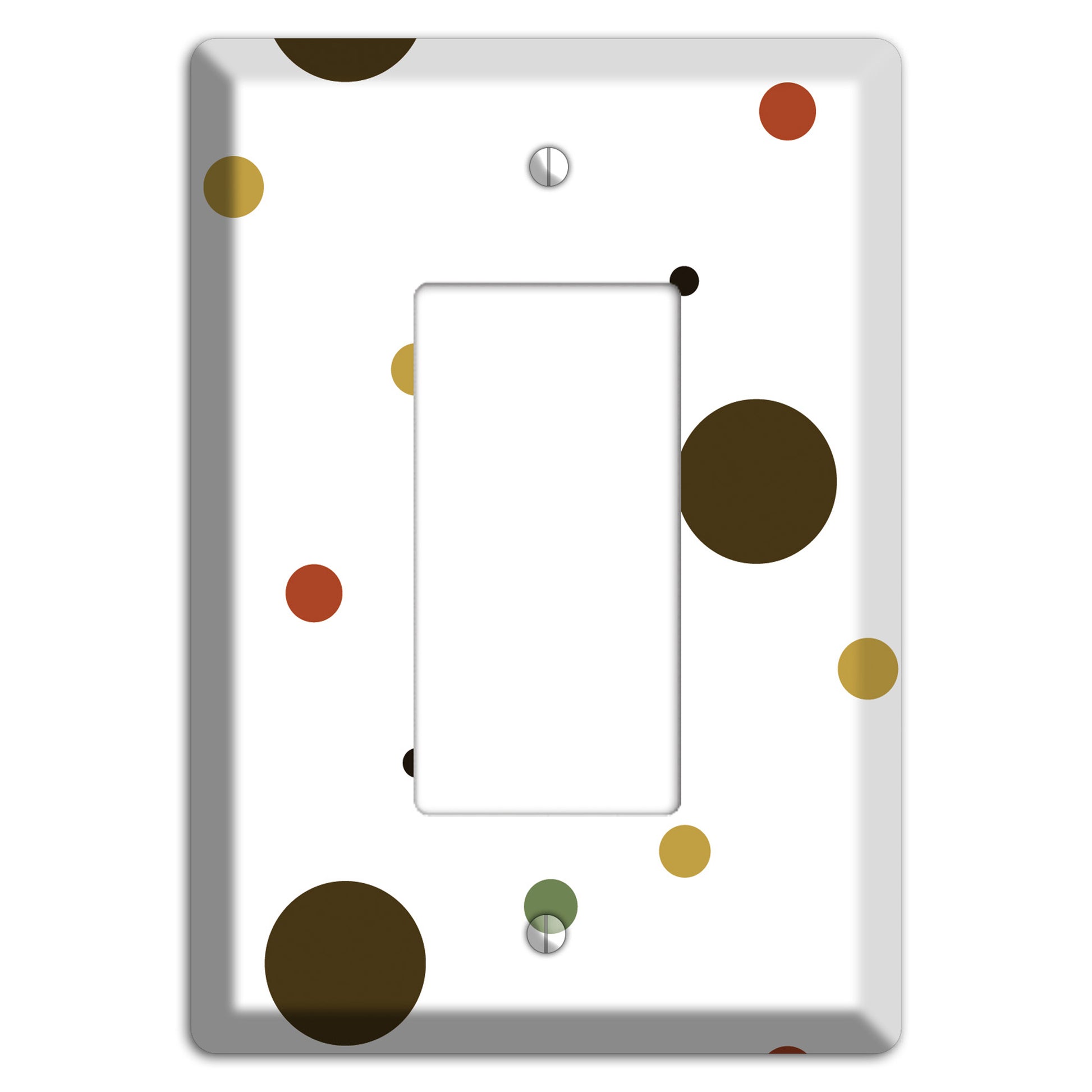 White with Multi Brown Multi Medium Dots Rocker Wallplate
