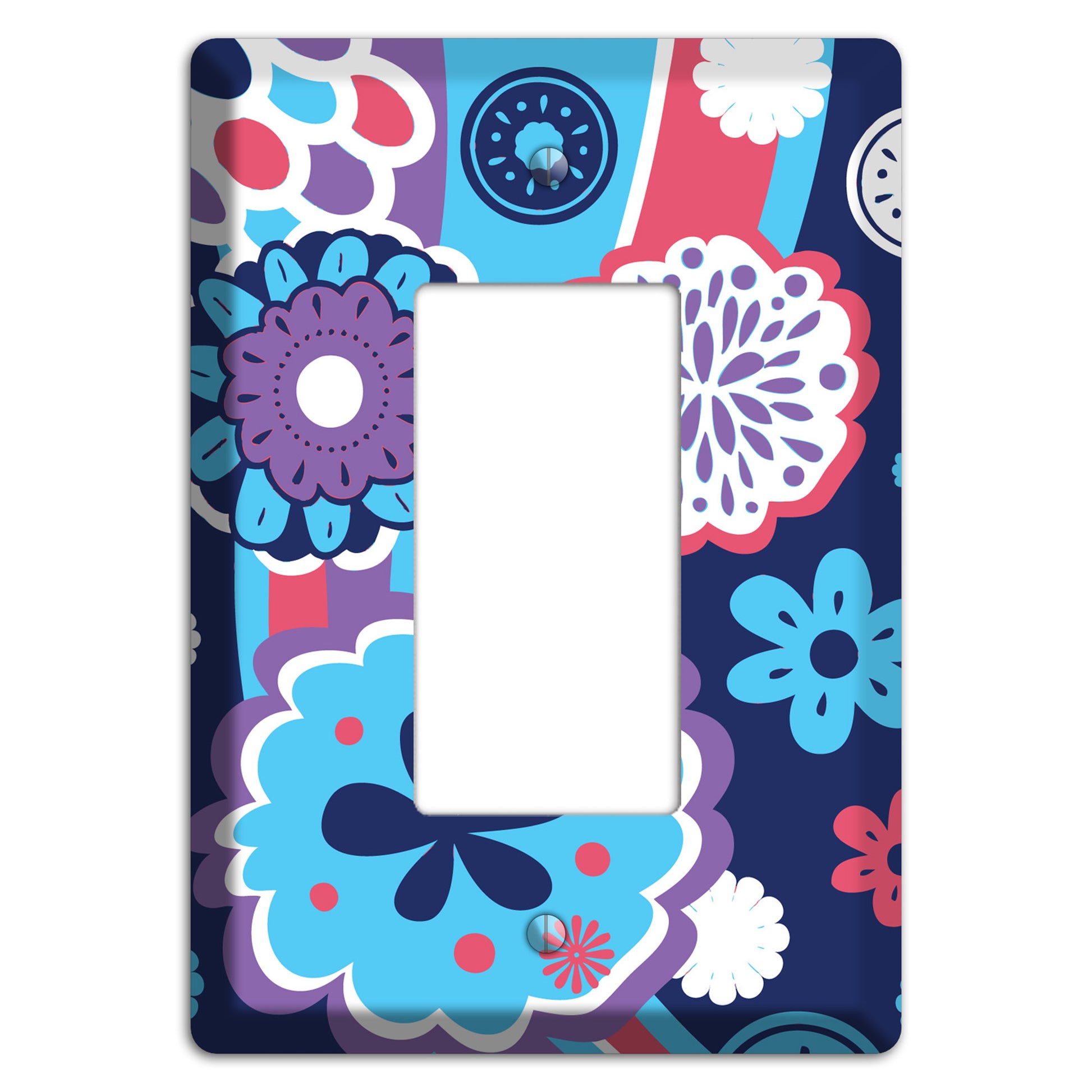 Blue Purple and Pink Retro Suzani Rocker Wallplate