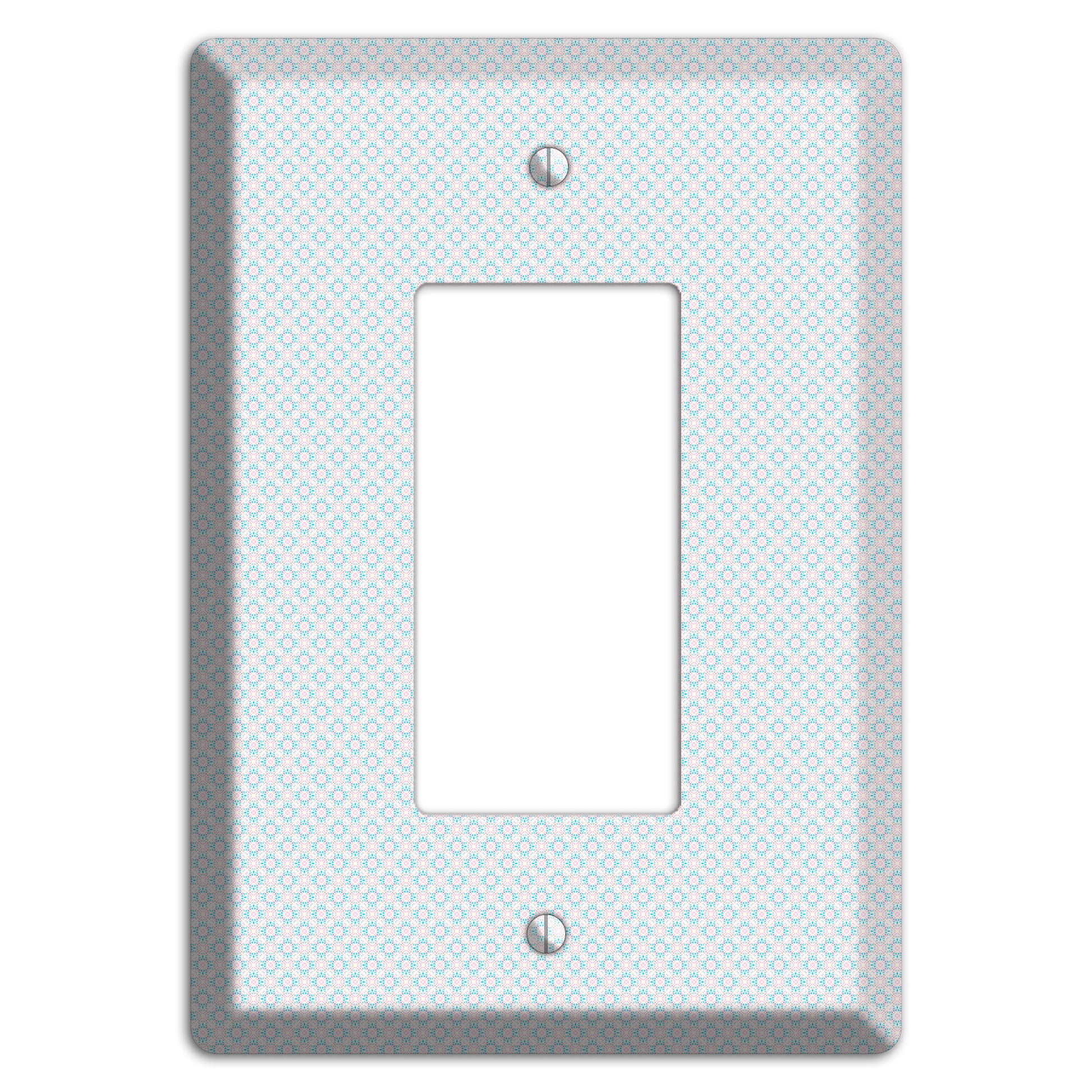 White with Light Blue Tiny Arabesque Rocker Wallplate