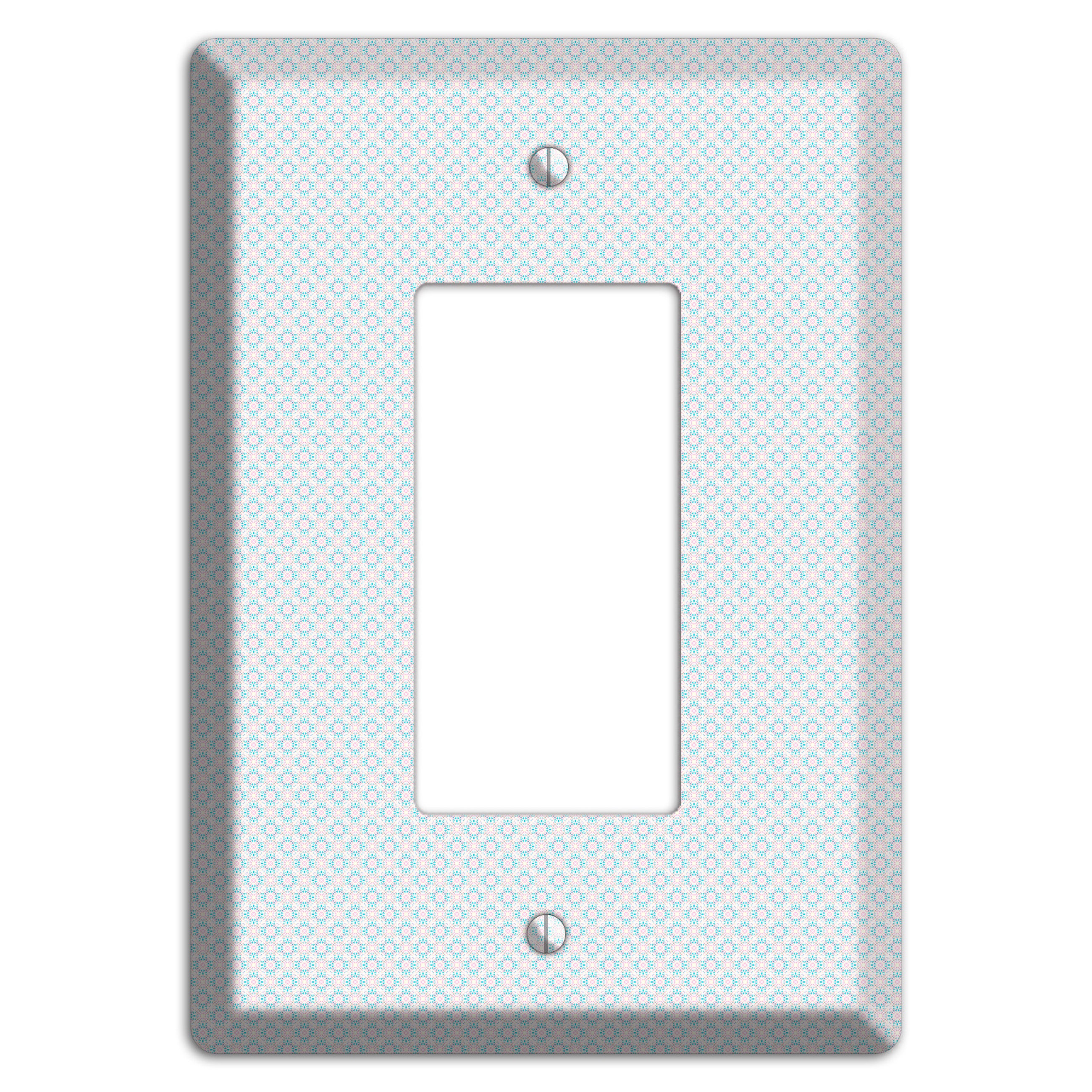 White with Light Blue Tiny Arabesque Rocker Wallplate