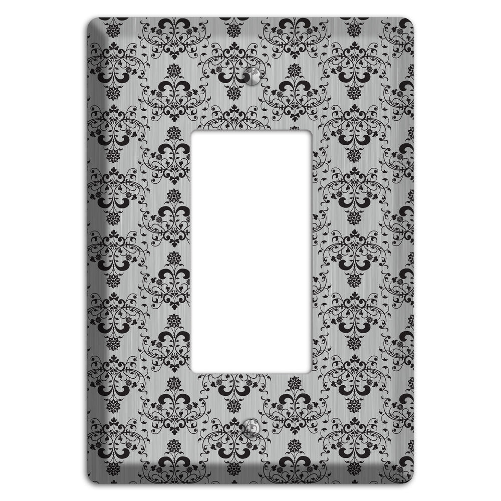 Black Cartouche Half Drop Stainless Steel Rocker Wallplate