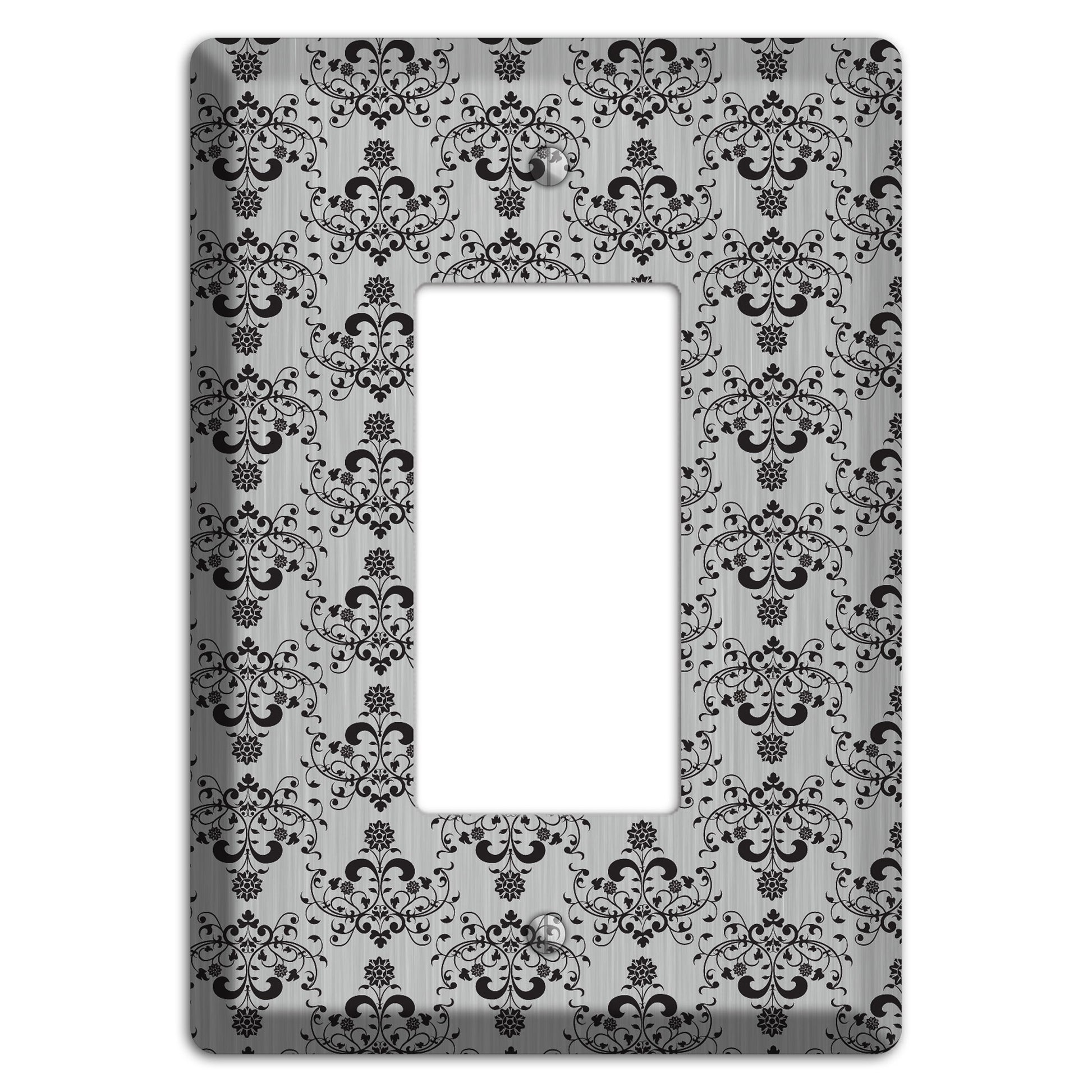 Black Cartouche Half Drop  Stainless Rocker Wallplate