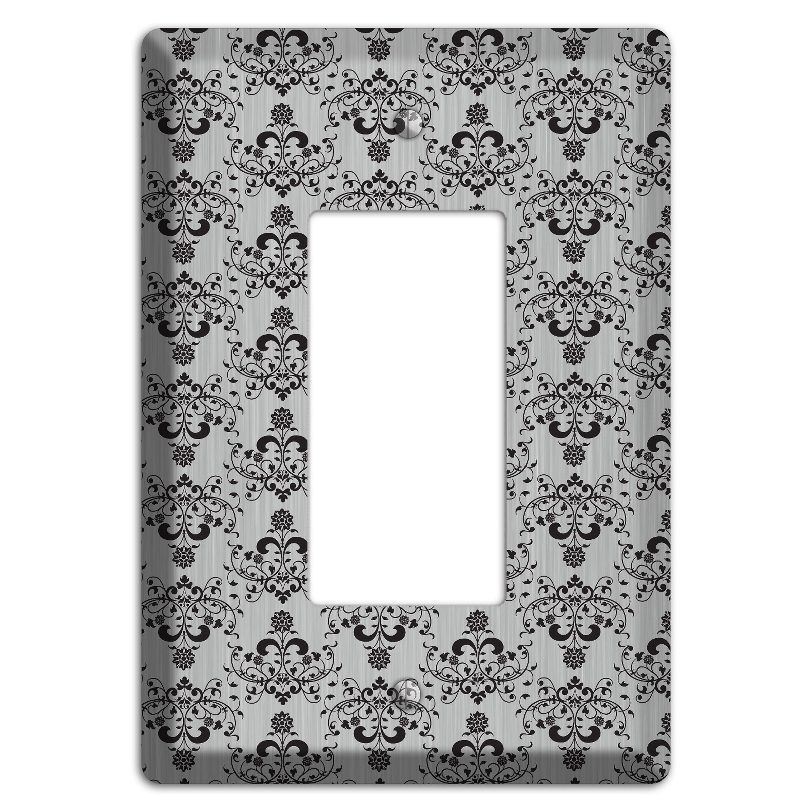 Black Cartouche Half Drop  Stainless Rocker Wallplate