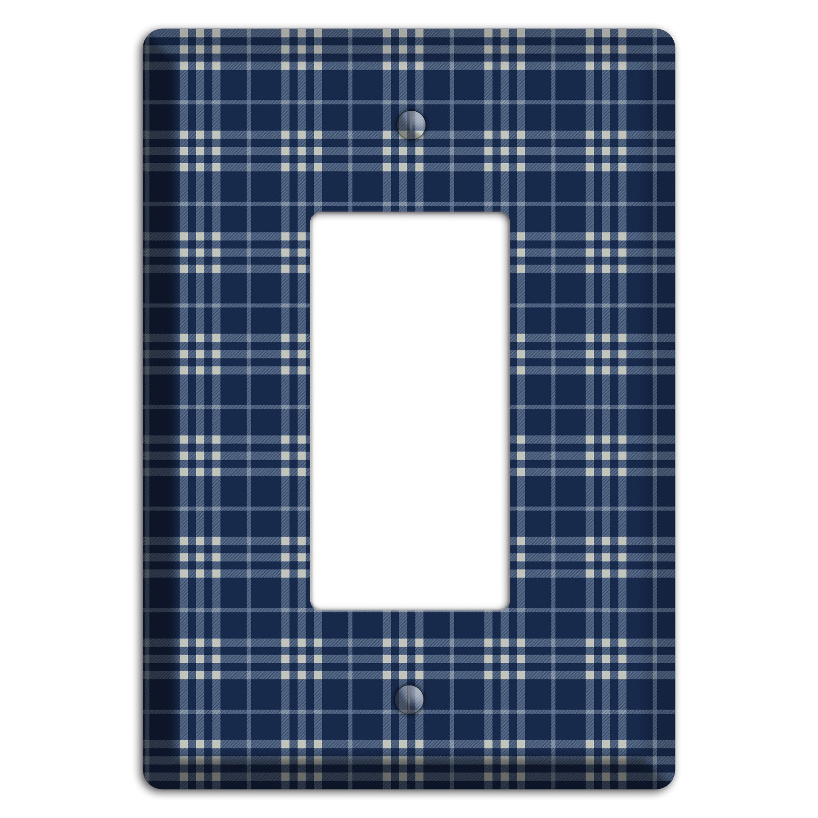 Blue and White Plaid Rocker Wallplate