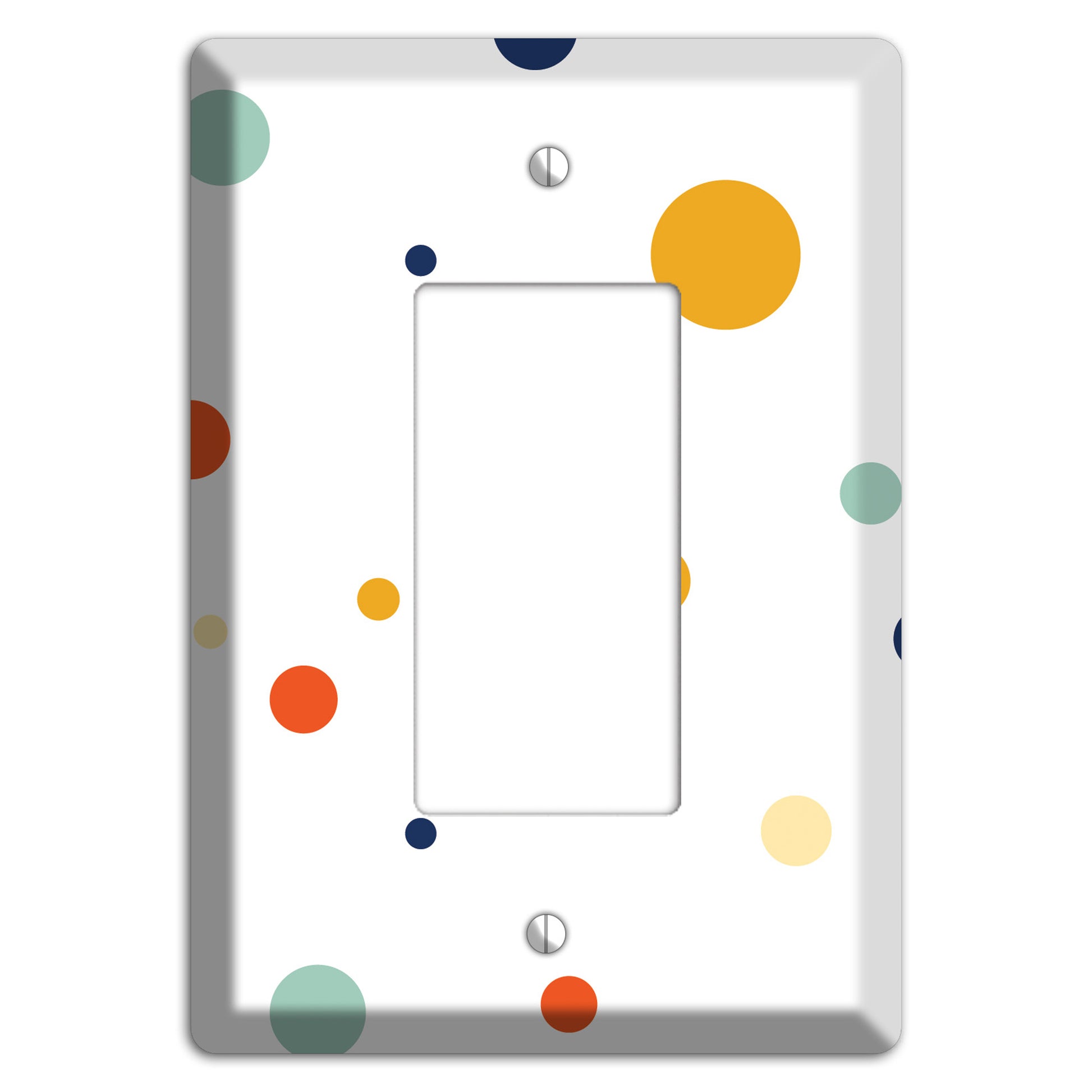 White with Multi Umber and Sage Medium Dots Rocker Wallplate