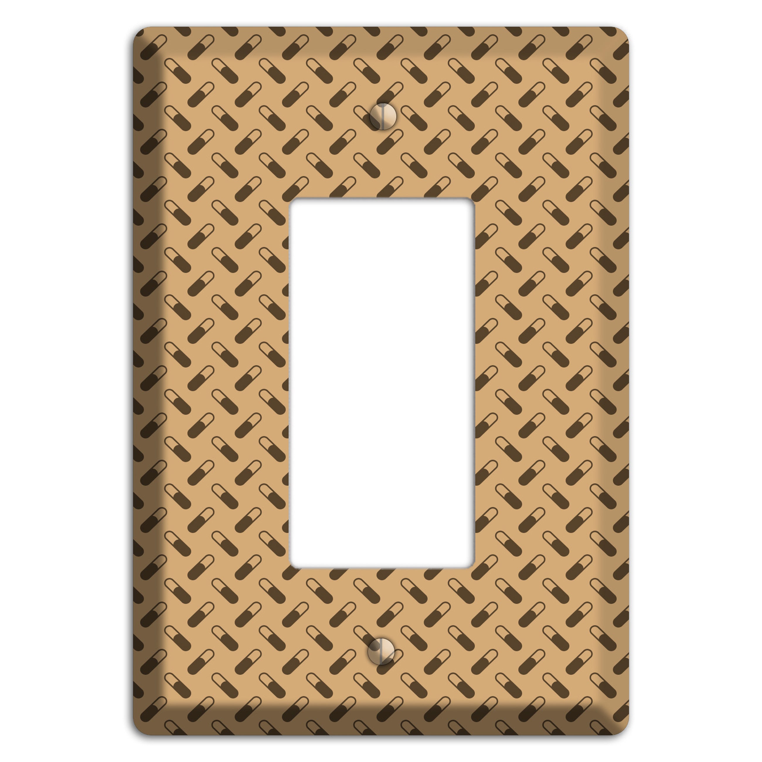 Beige with Brown Motif Rocker Wallplate
