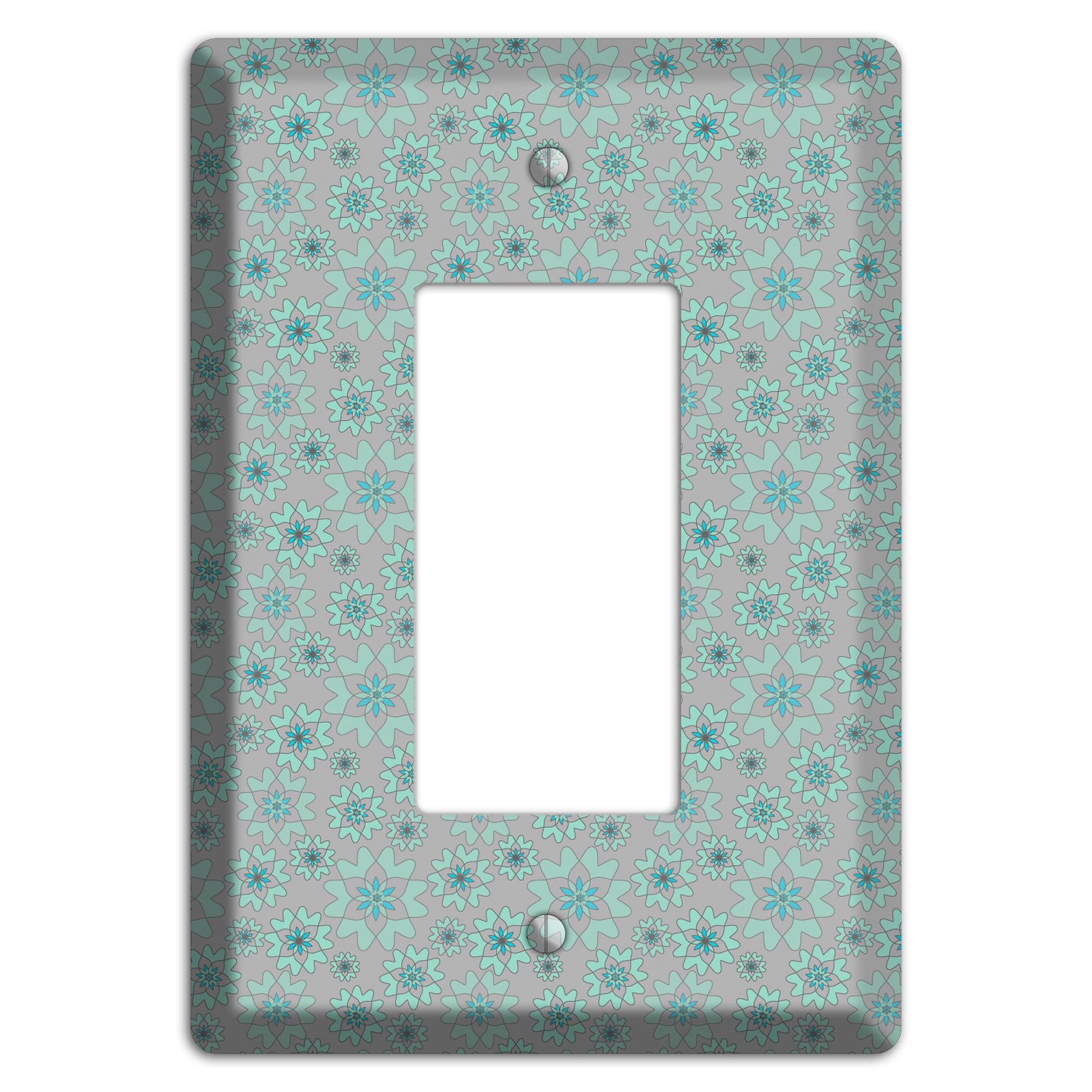 Grey with Tiny Aqua Retro Suzani Rocker Wallplate