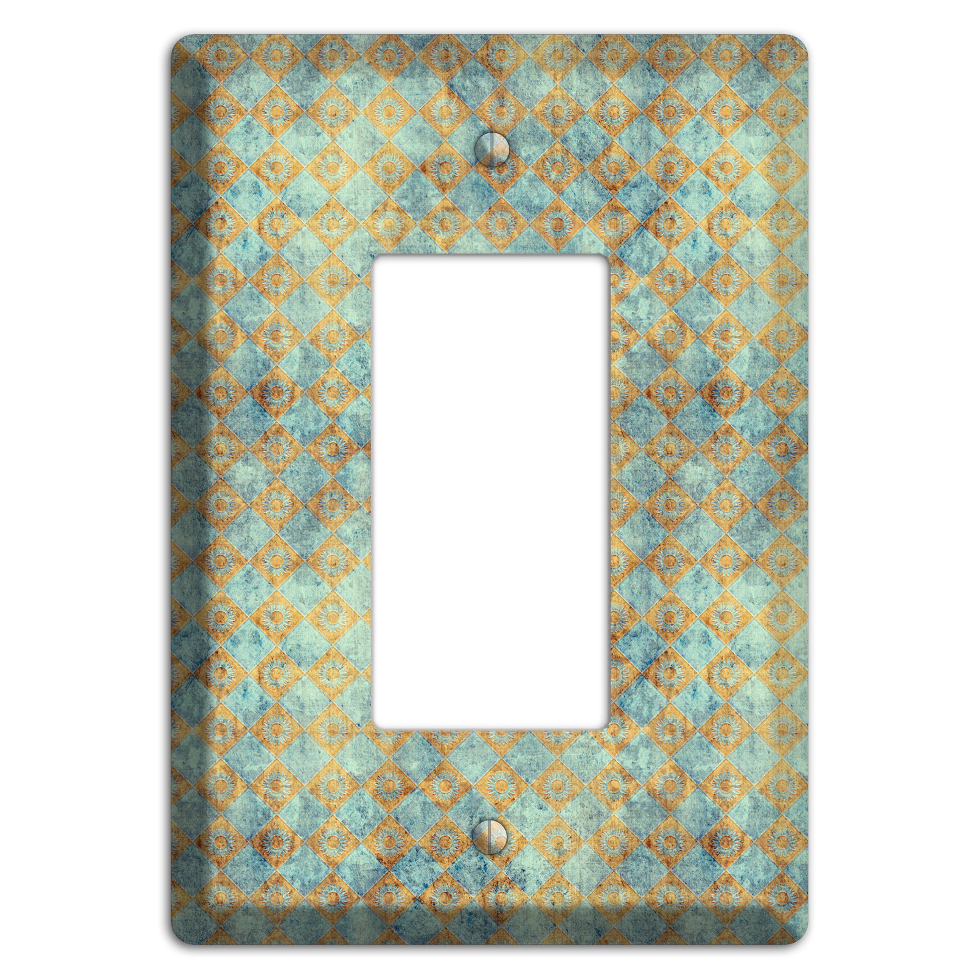 Green and Beige Diamond Circles Rocker Wallplate