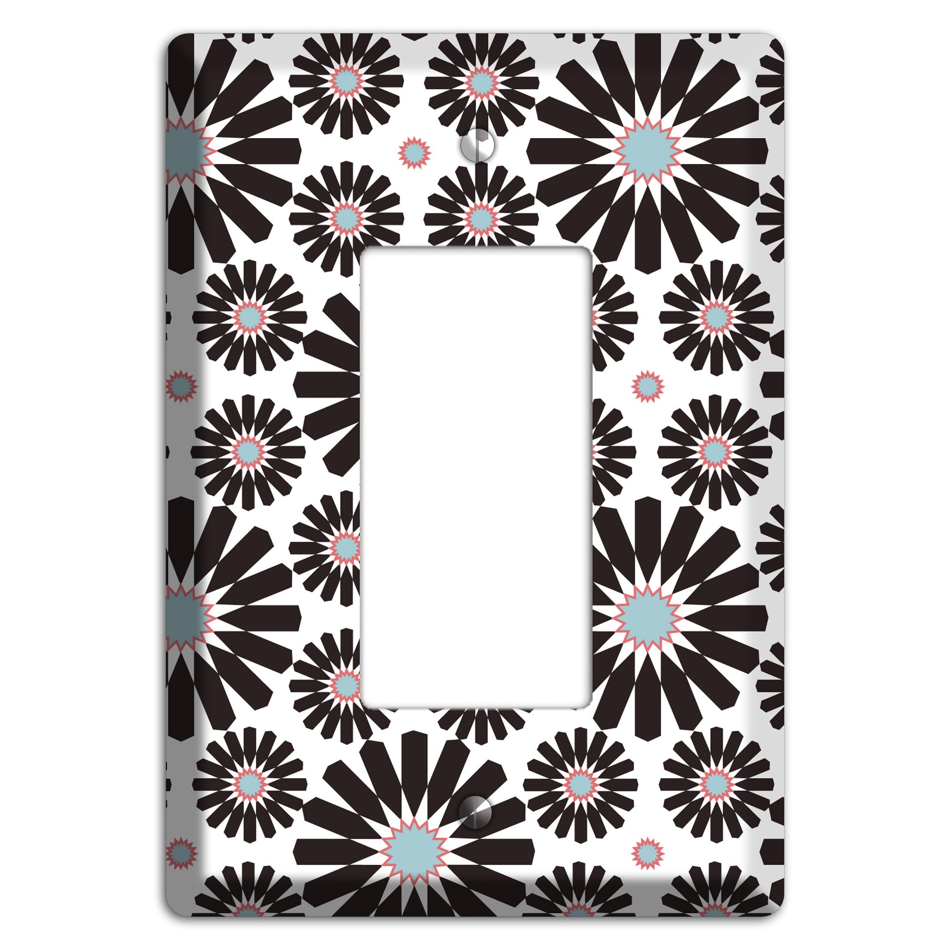 Dusty Blue Maroon Scandinavian Floral 3 Rocker Wallplate