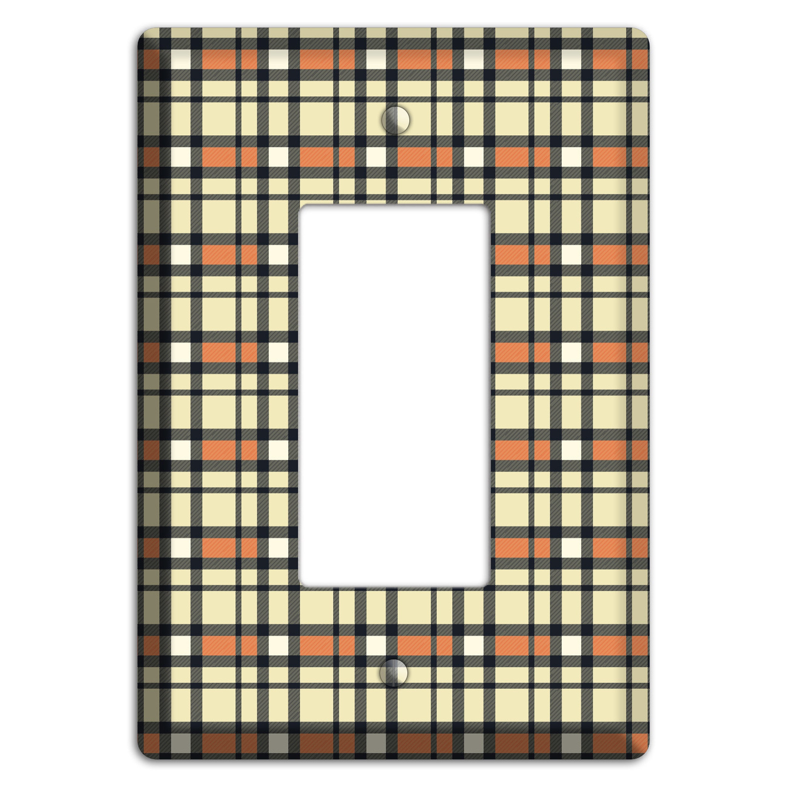 Beige and Brown Plaid Rocker Wallplate