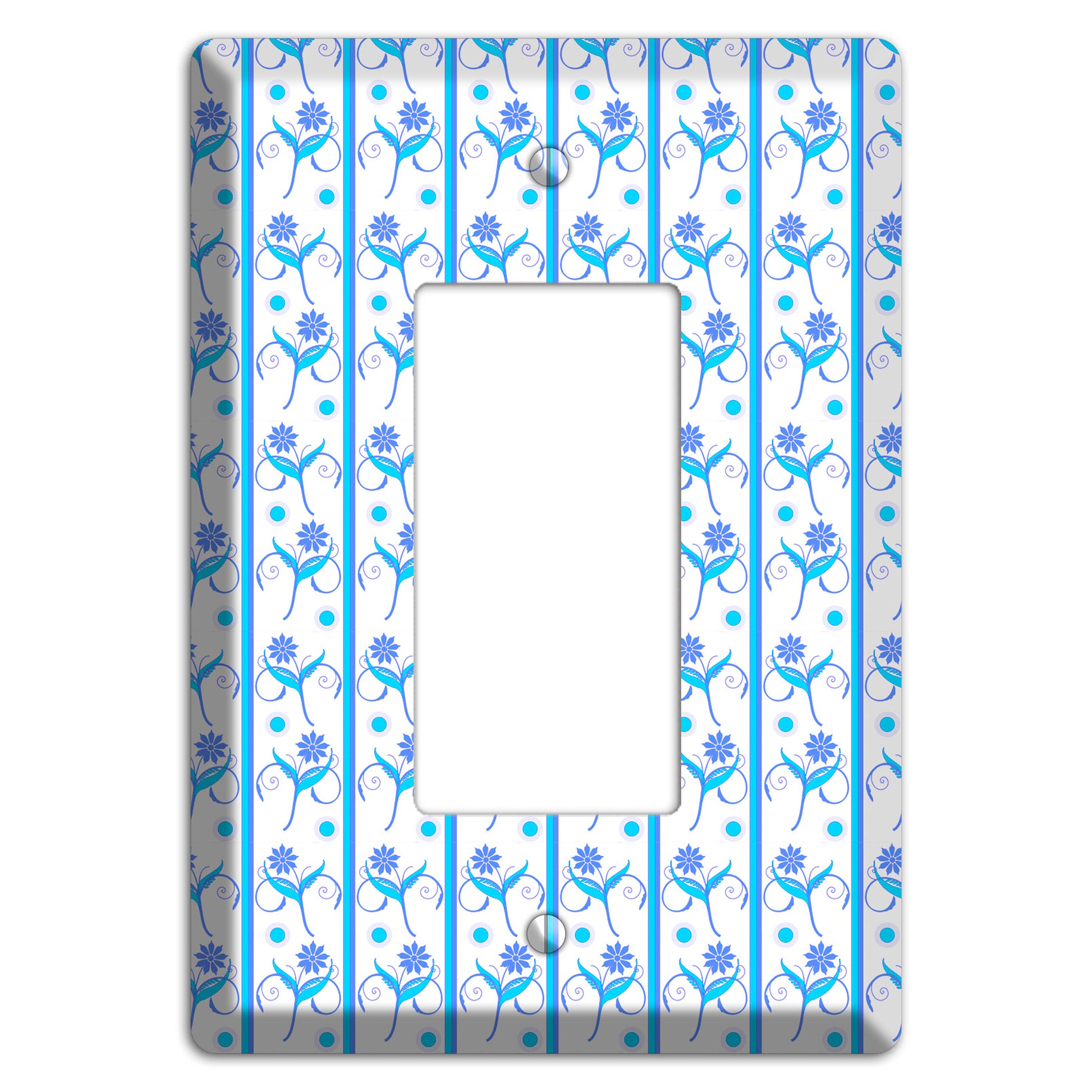 Blue Floral Pattern Rocker Wallplate