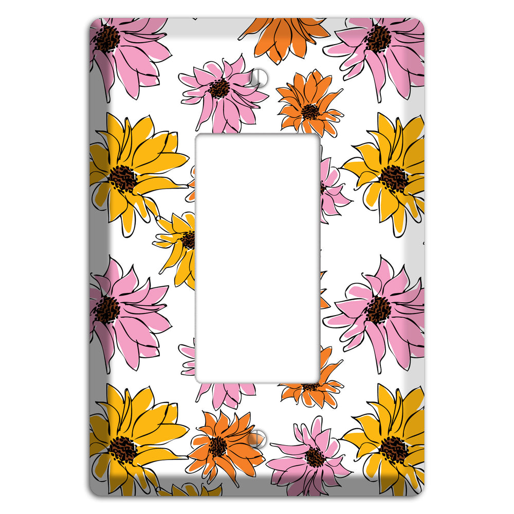 Pink Orange Yellow Flowers Rocker Wallplate