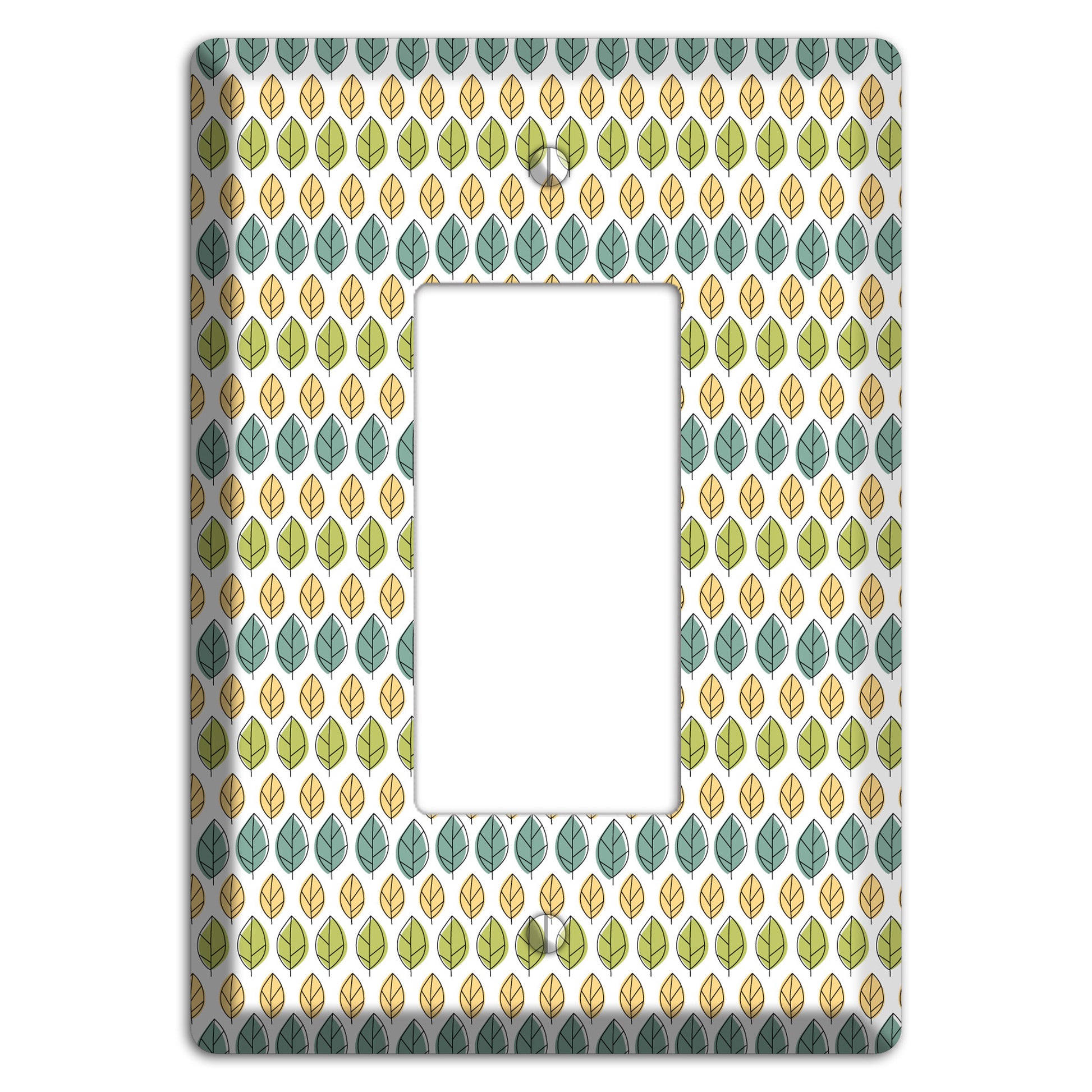 Sage Beige Dusty Blue Leaf Contour Rocker Wallplate