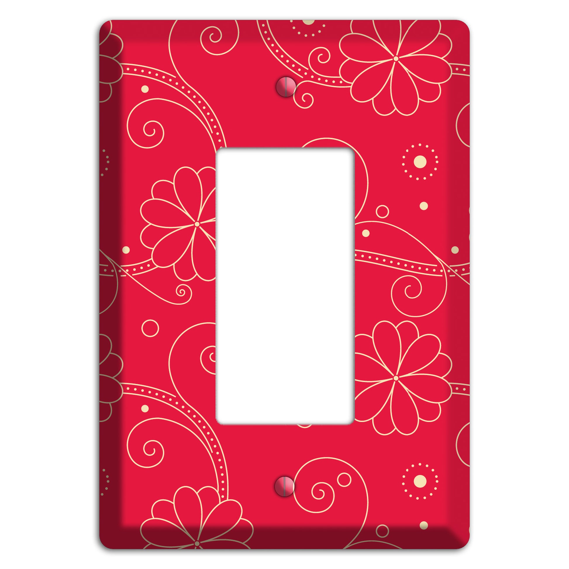 Red Floral Swirl Rocker Wallplate