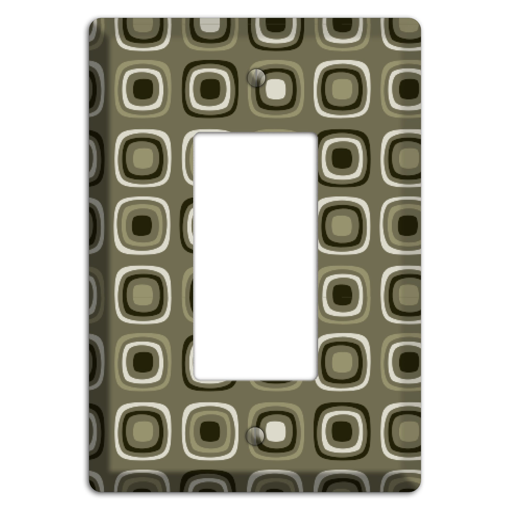 Multi Olive and Brown Retro Squares Rocker Wallplate