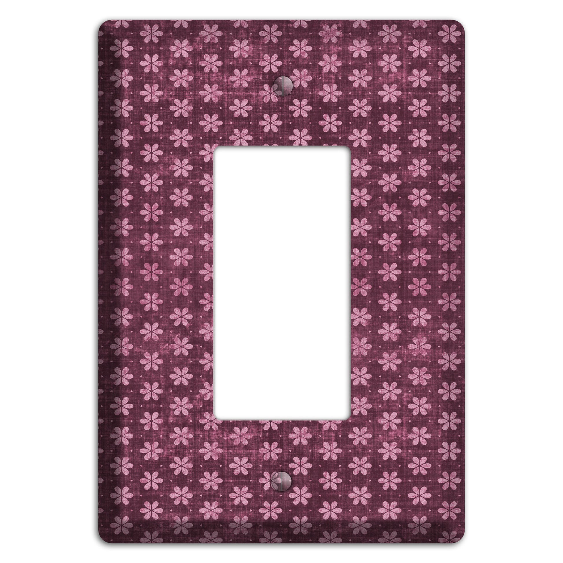 Burgundy Grunge Floral Contour Rocker Wallplate