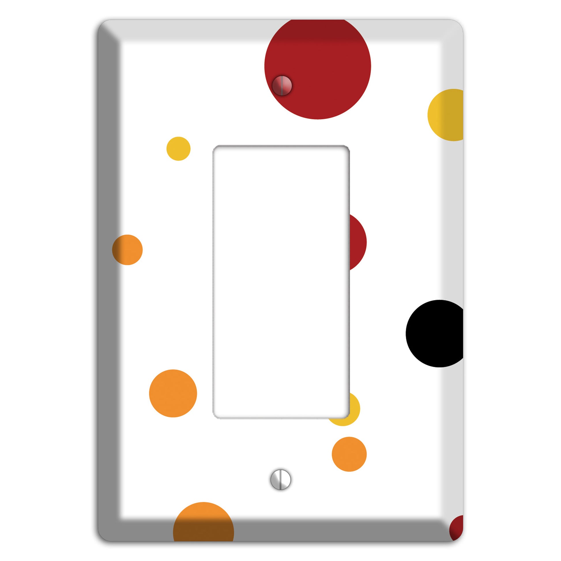 White with Red and Multi Umber Medium Dots Rocker Wallplate