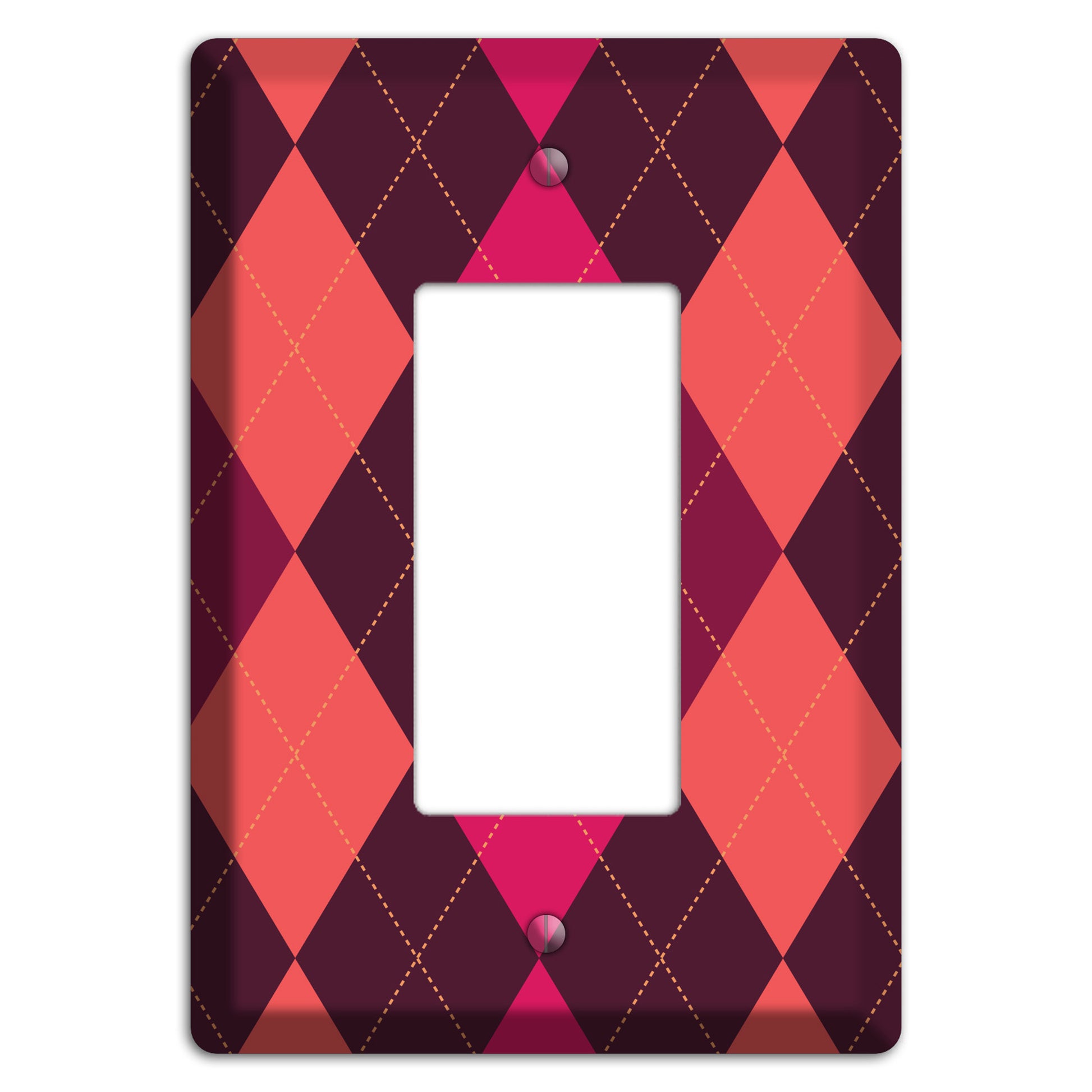 Orange and Pink Argyle Rocker Wallplate