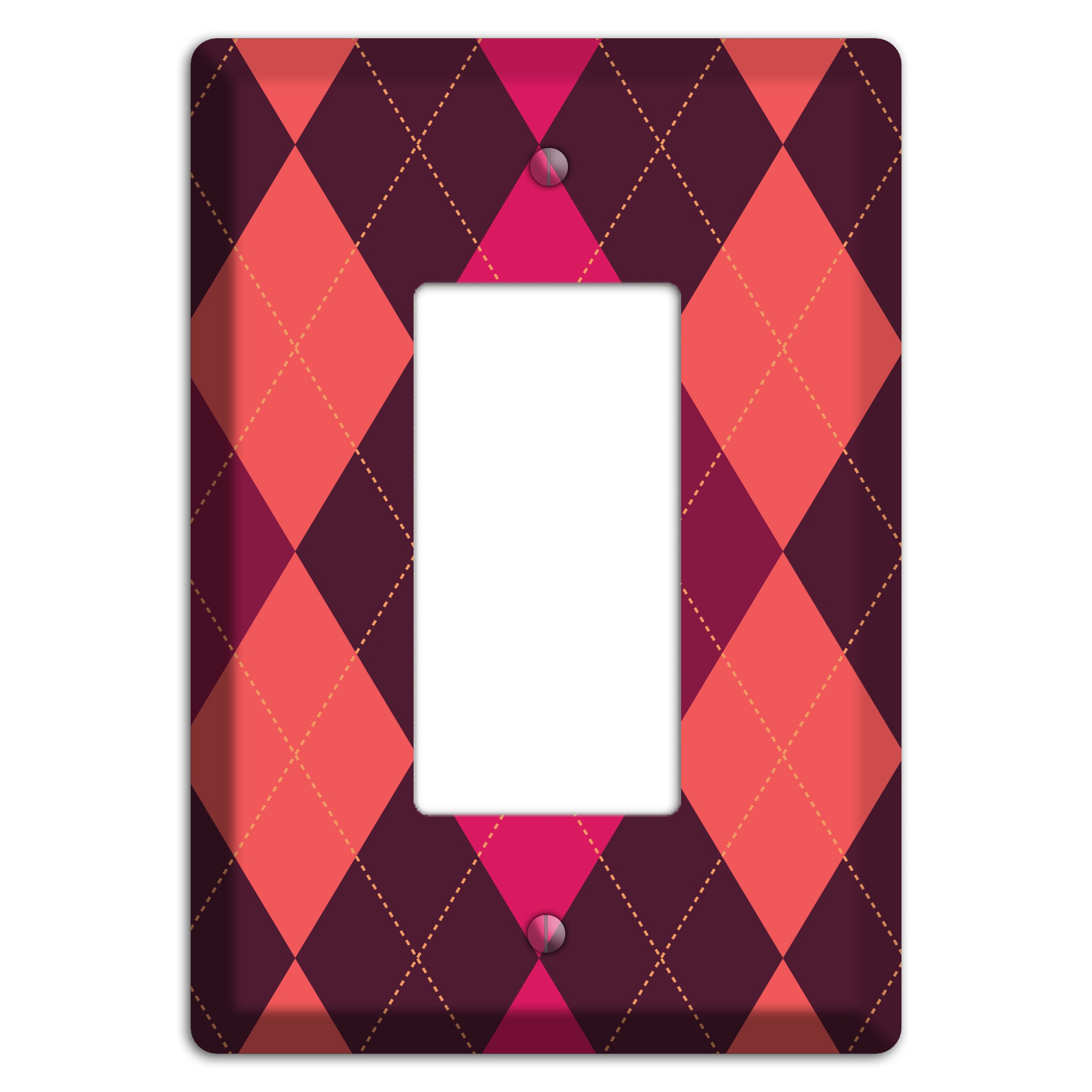 Orange and Pink Argyle Rocker Wallplate